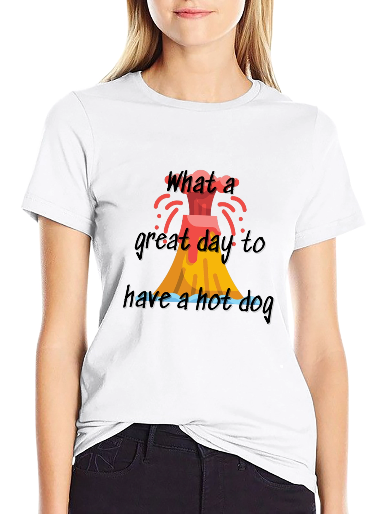 Black Volcano Hot Dog T-Shirt - What a Great Day! view 9