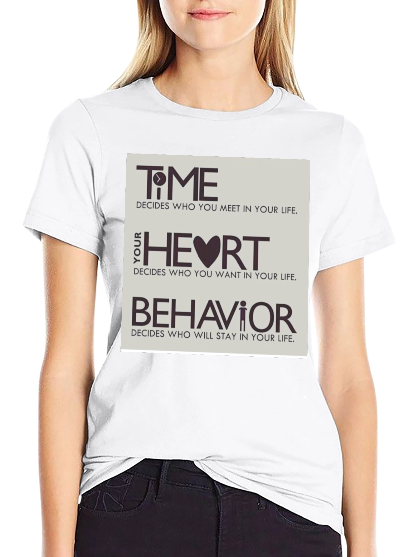 Black Time, Heart, & Behavior Graphic Tee view 9
