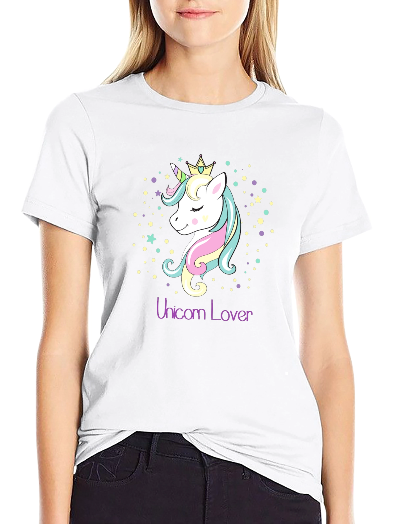 Black Unicorn Lover Black T-Shirt Graphic Tee view 9