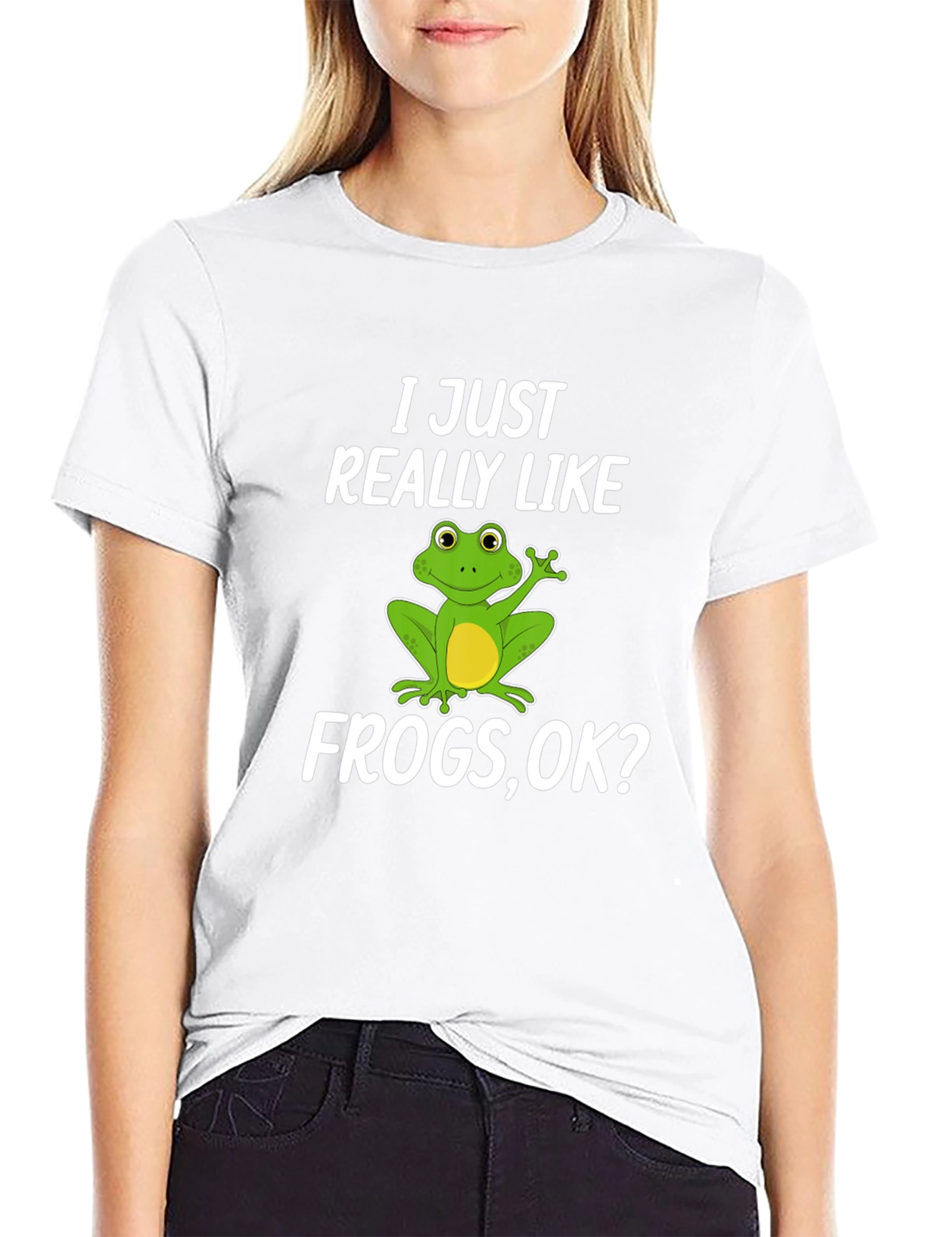 Black Funny Frog Lover T-Shirt - I Just Really Like Frogs, OK? view 9