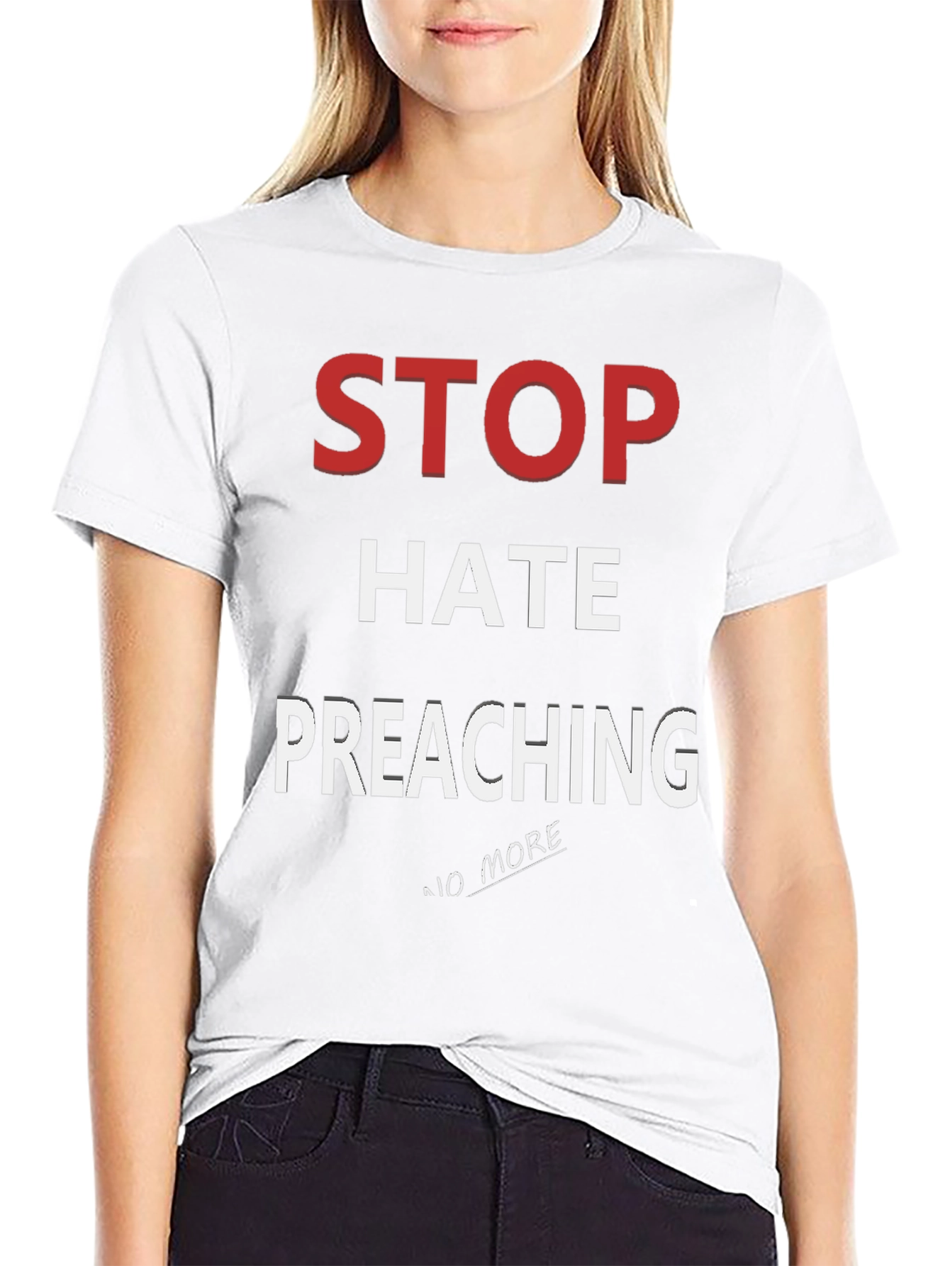 Black Stop Hate Preaching Graphic T-Shirt view 9