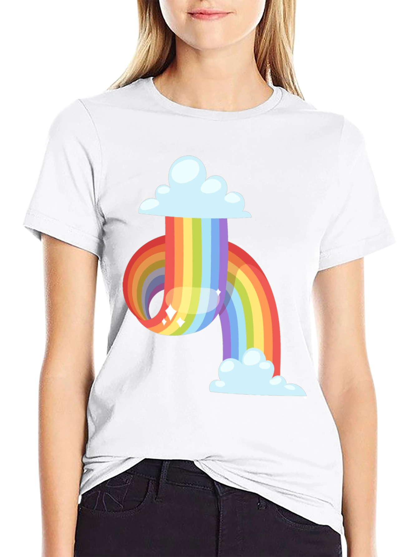 Black Rainbow Cloud Graphic Tee - Soft Cotton Blend view 9