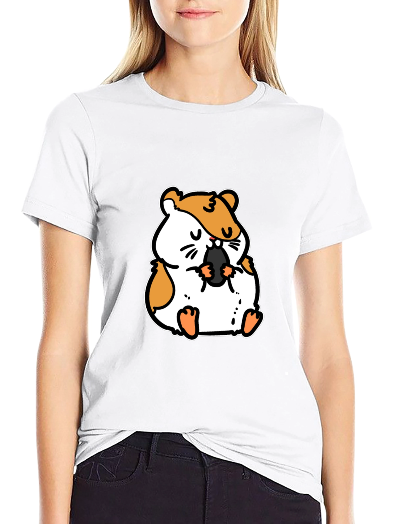 Black Hamster Graphic Tee - Cute Animal T-Shirt view 9