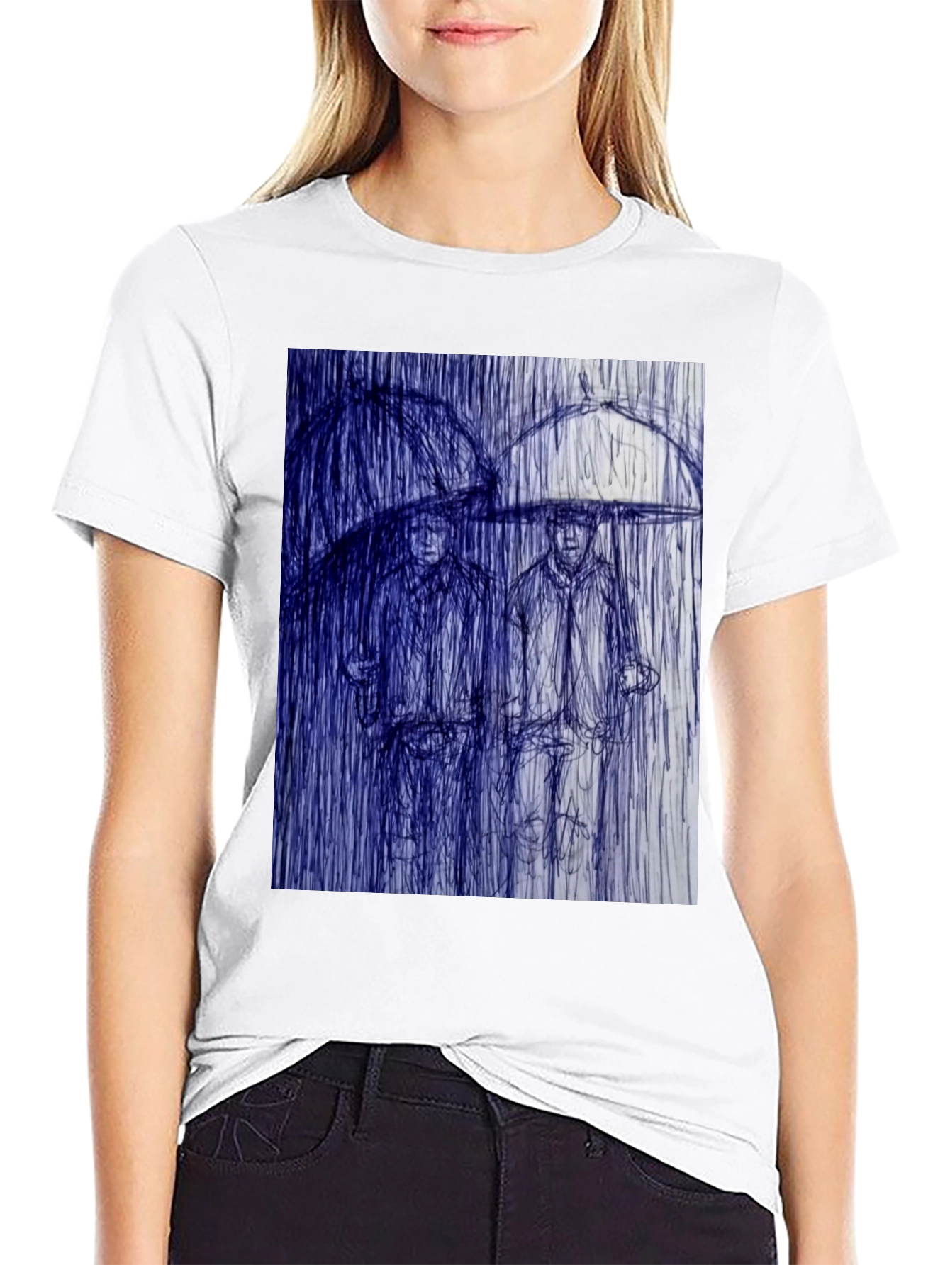 Black Rainy Day Sketch Graphic Tee view 9