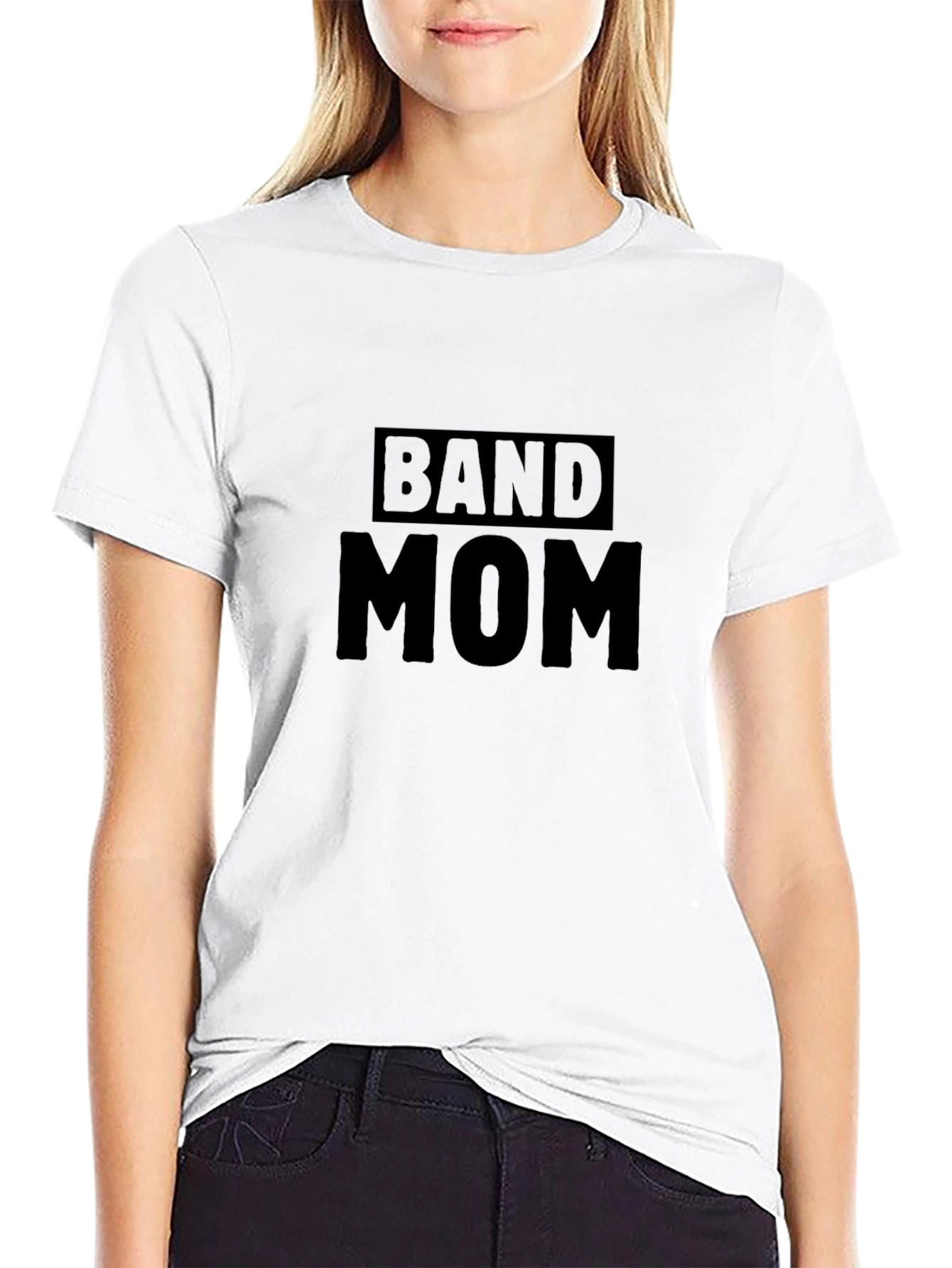Black Band Mom Graphic Tee - Black Cotton T-Shirt view 9