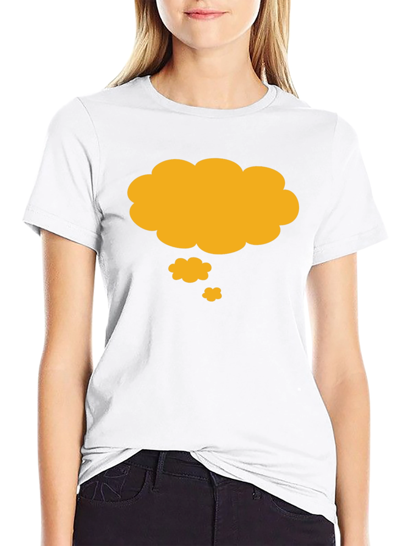 Black Thinking Cloud T-Shirt - Black, Casual Cotton Tee view 9