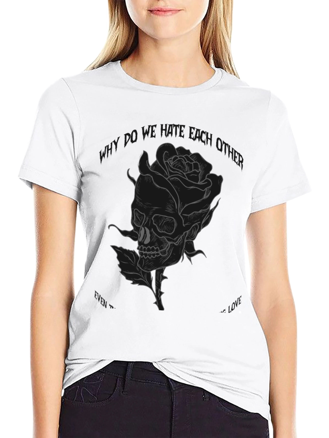 Black Skull Rose Graphic Tee - Edgy Style view 9