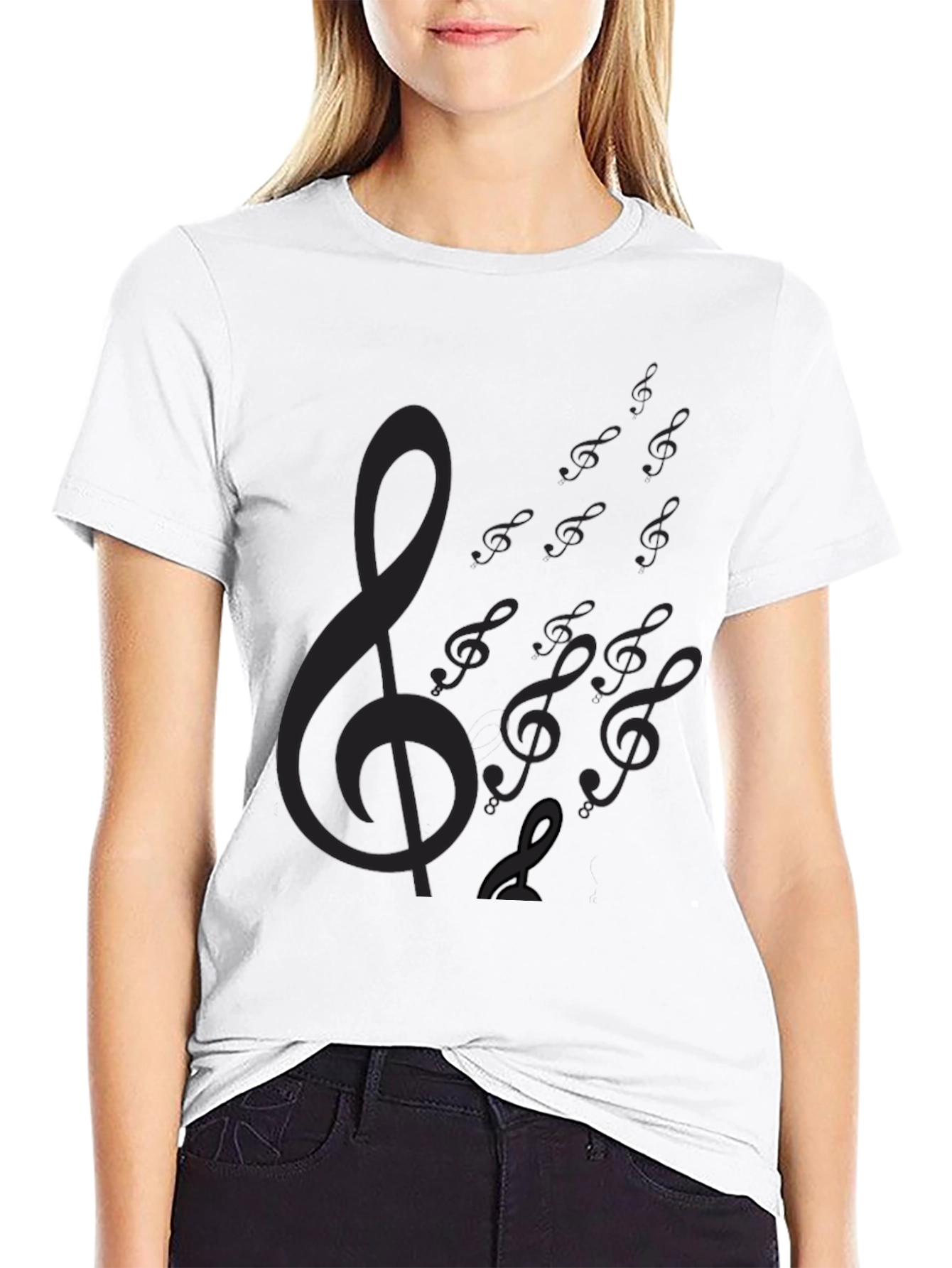 Black Musical Clef Black T-Shirt view 9