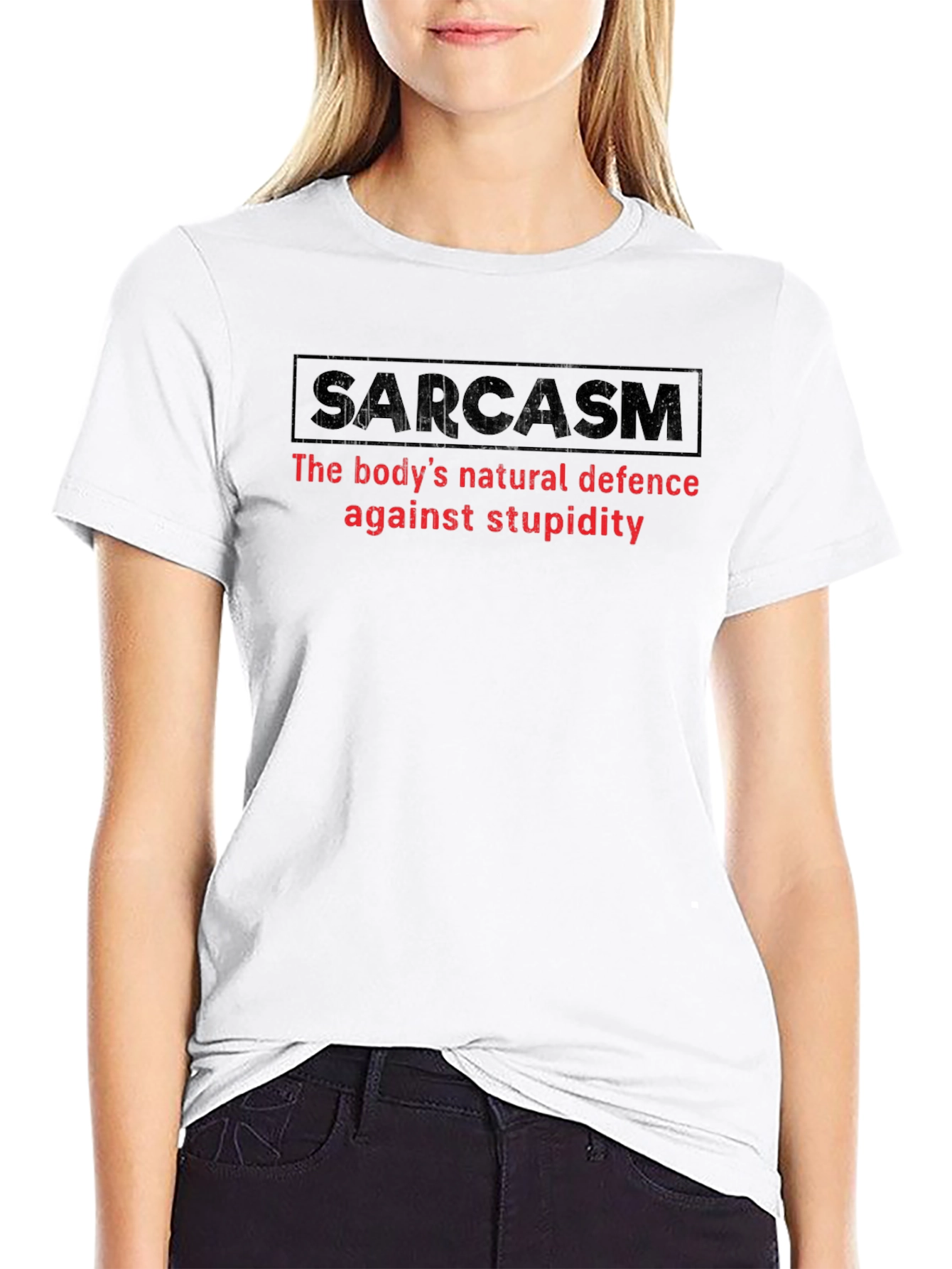 Black Sarcasm Defense Black Cotton T-Shirt view 9