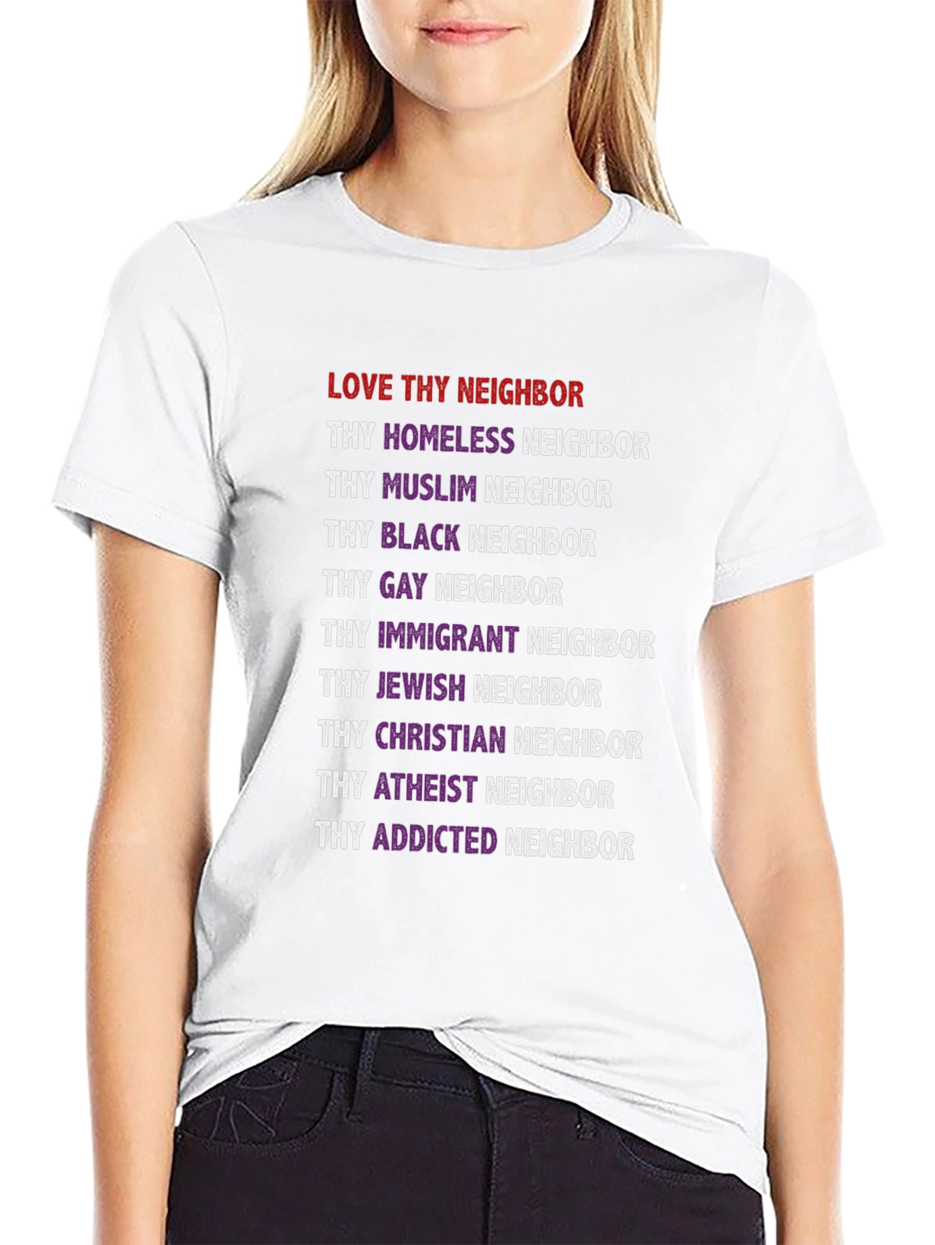 Love Thy Neighbor Graphic Tee - Black Unisex T-Shirt - 9