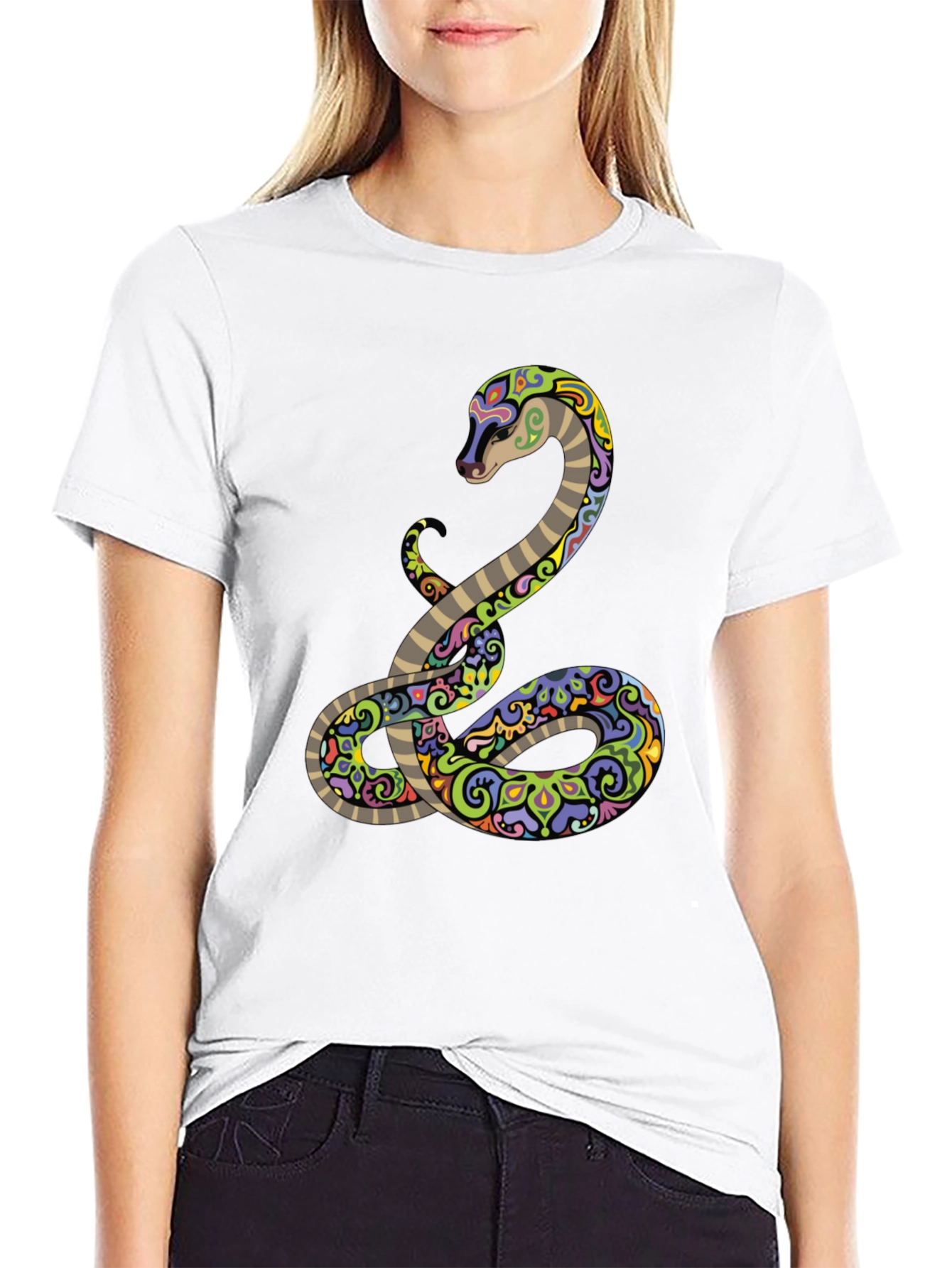 Black Cool Snake Graphic Tee - Black T-Shirt view 9
