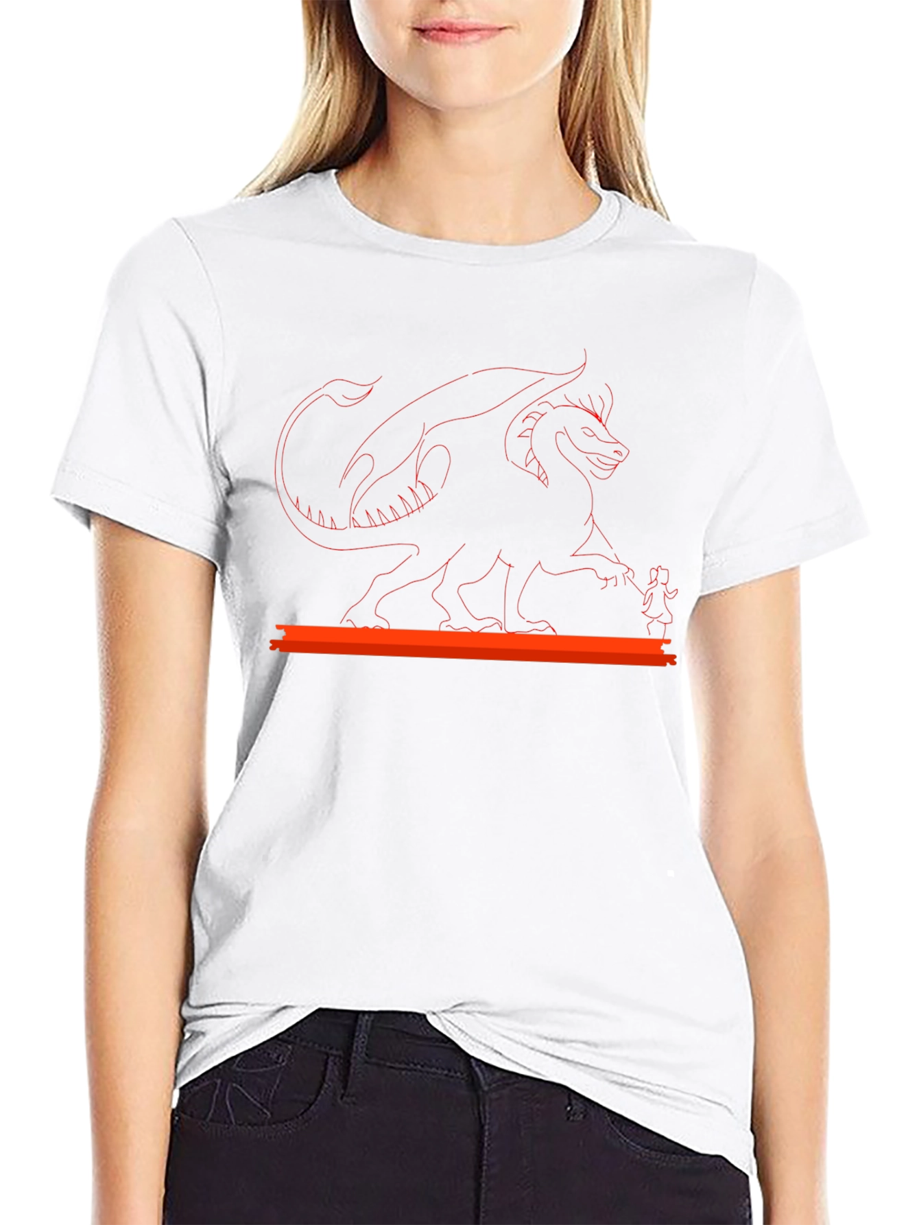 Black Dragon & Girl Graphic Black T-Shirt view 9