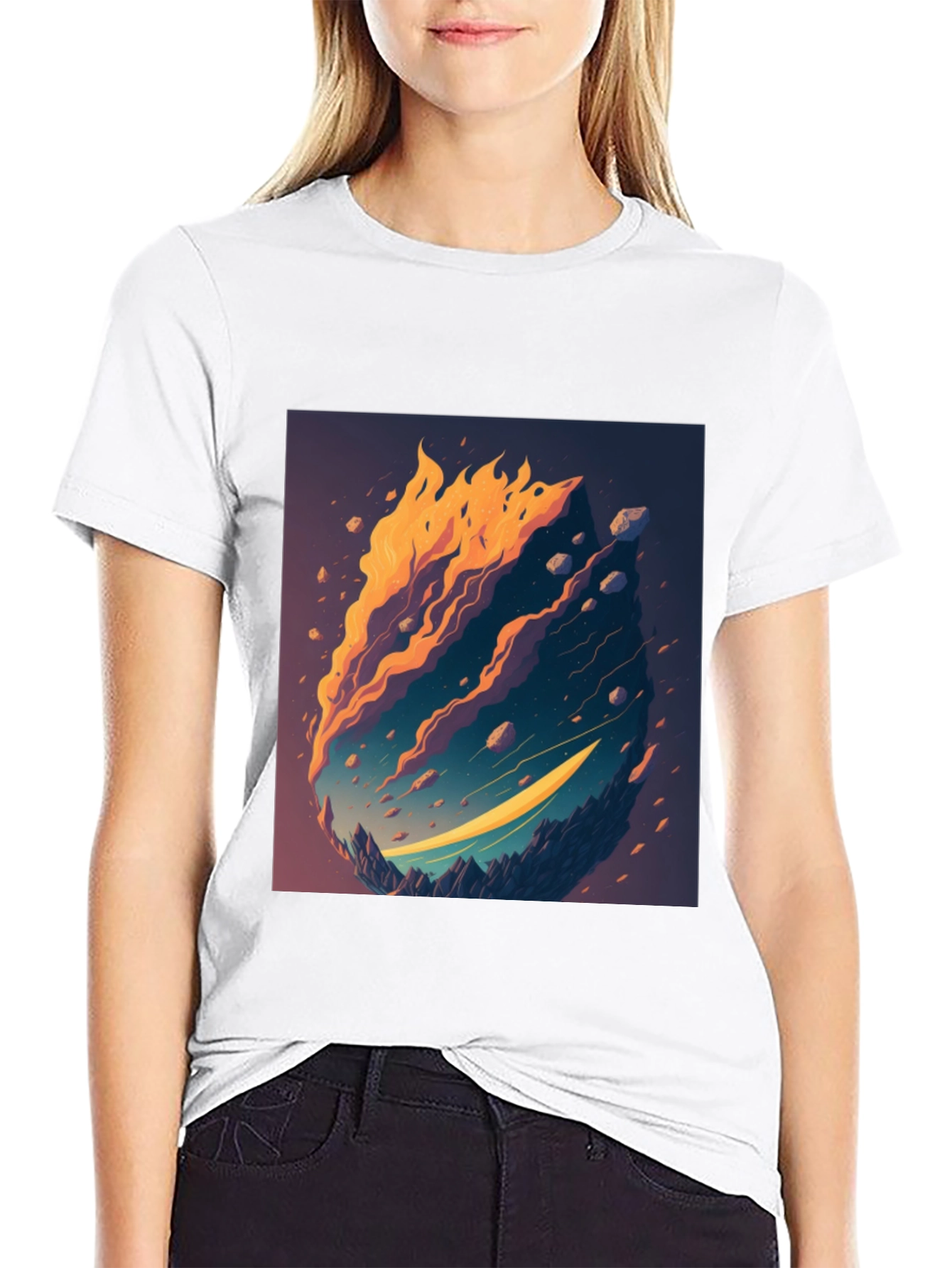 Black Fiery Landscape Graphic Tee - Unique Design view 9
