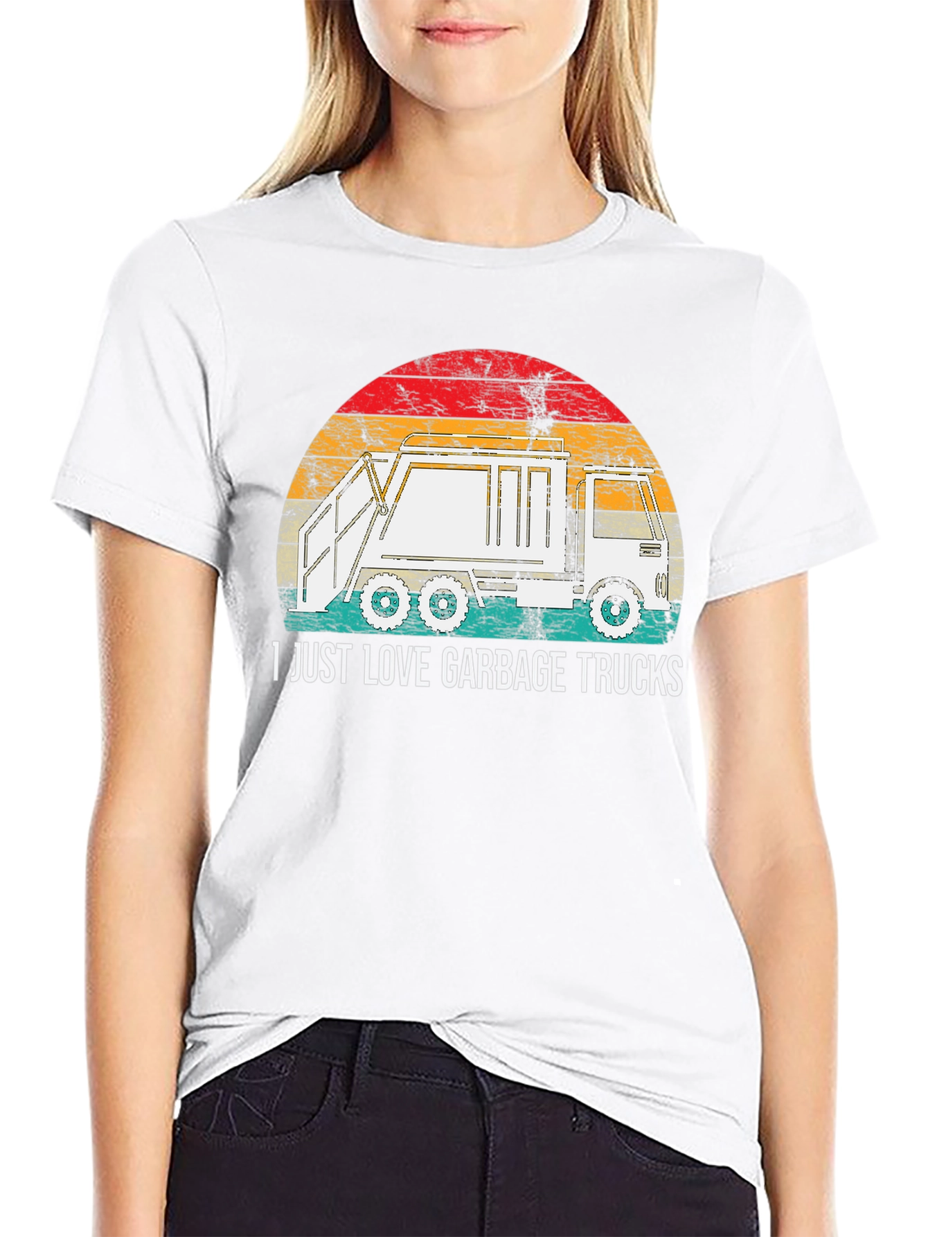 Black I Love Garbage Trucks Graphic Tee view 9