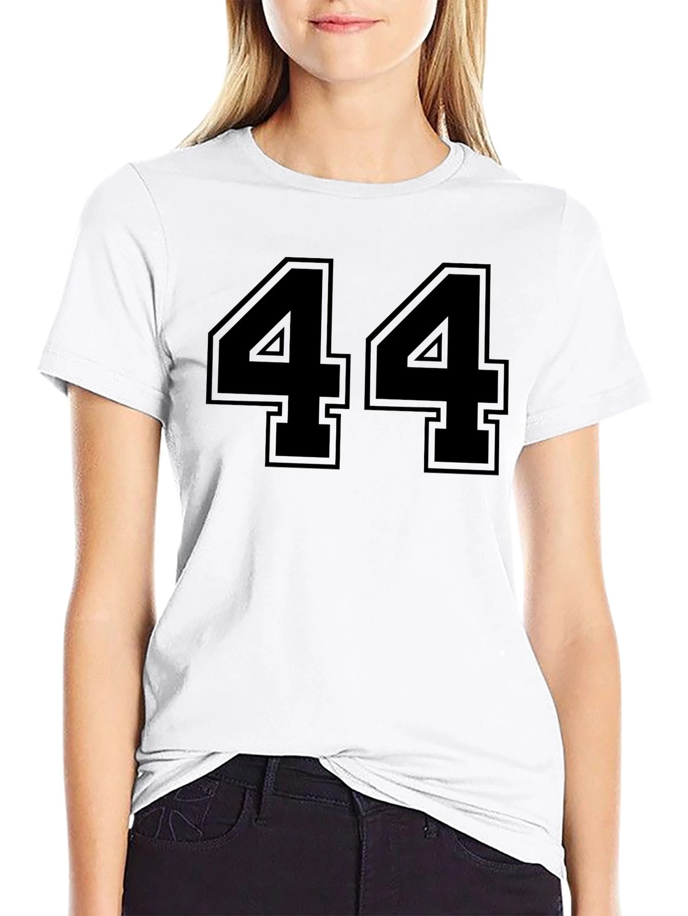 Black Black T-Shirt with Bold Number 44 Design view 9