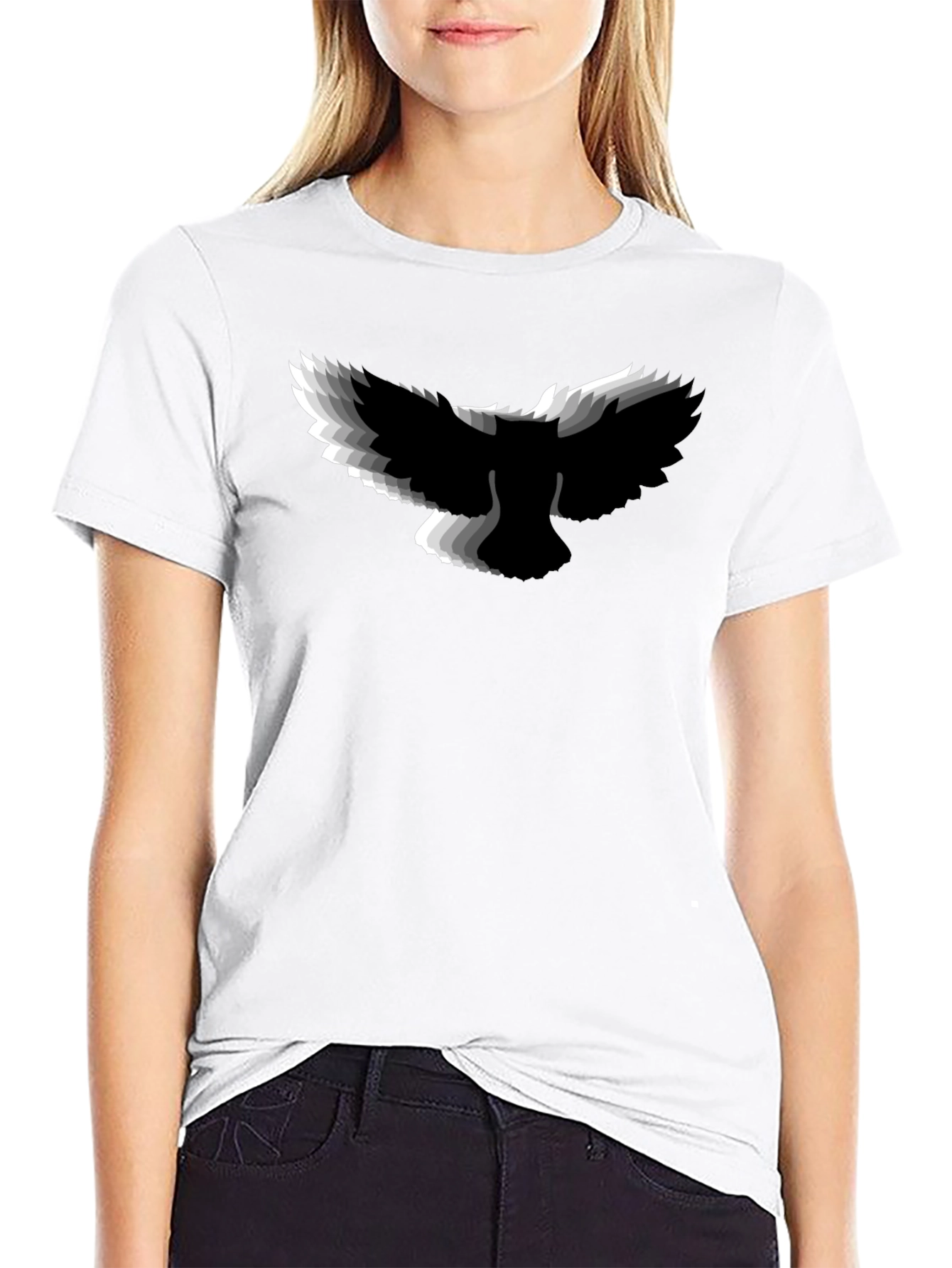 Black Men's Black Graphic Tee - Abstract Bird Design view 9