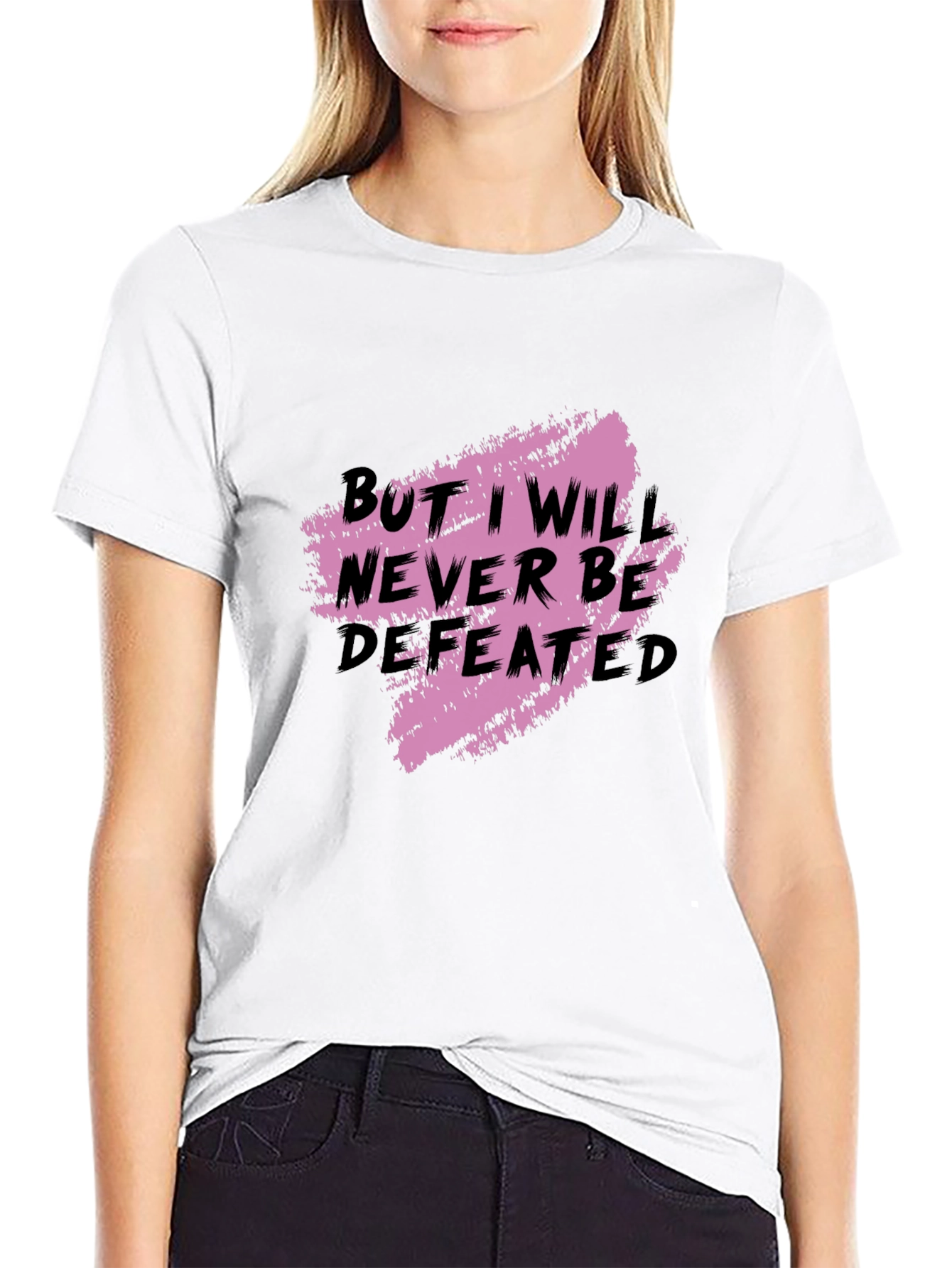 Black Never Be Defeated Graphic T-Shirt view 9