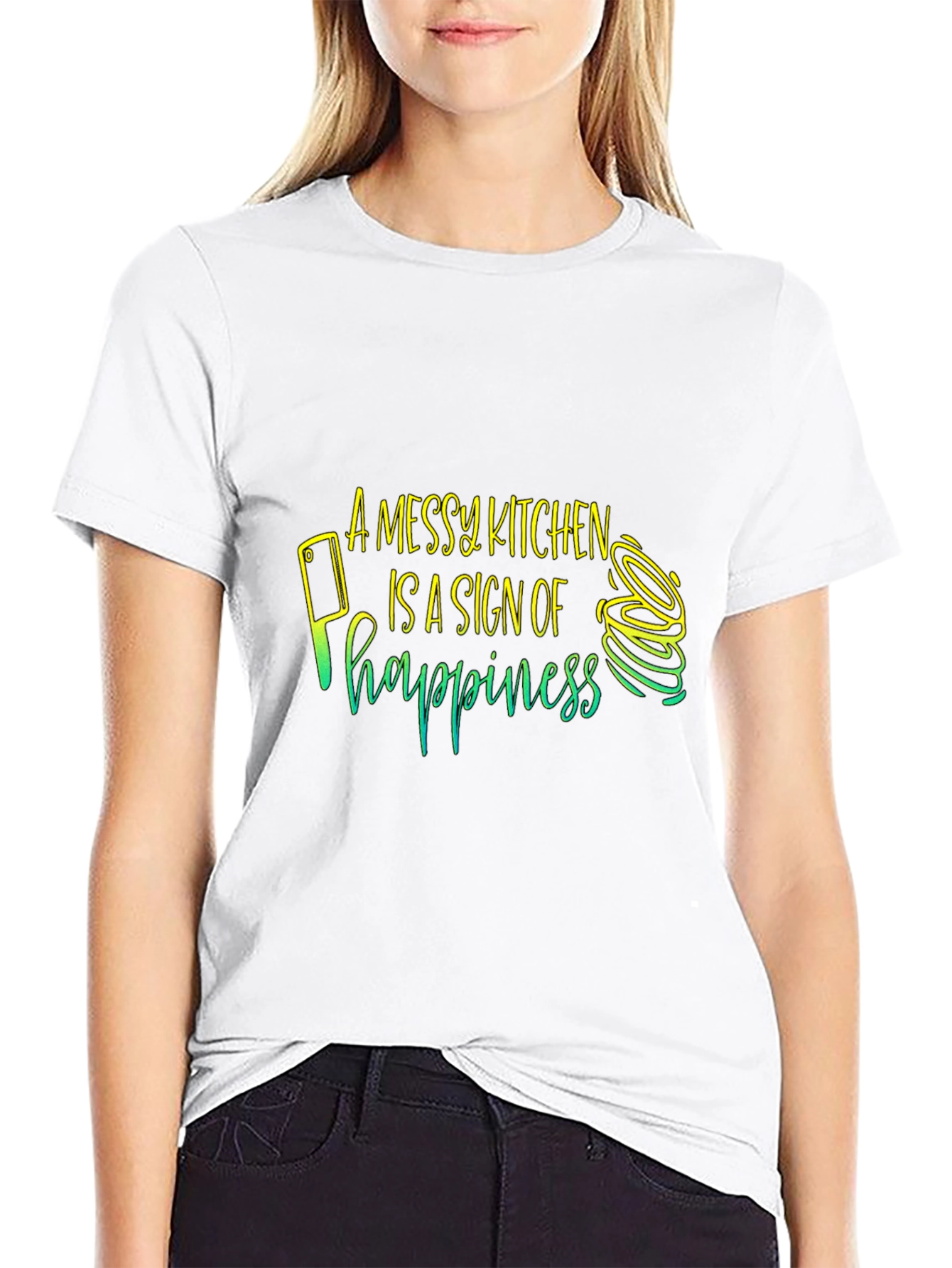 Black Messy Kitchen Happiness T-Shirt - Chef's Delight view 9