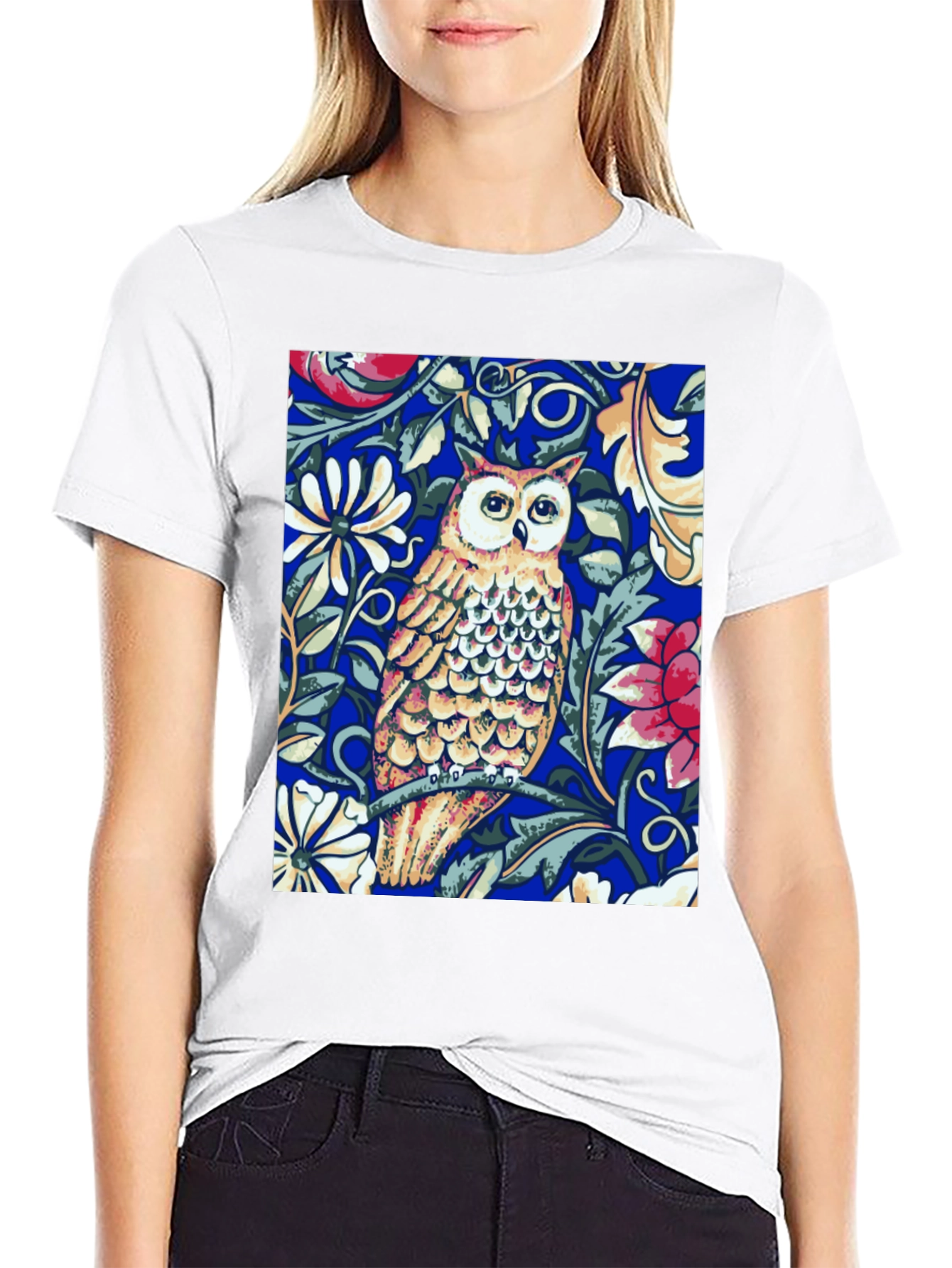 Black Owl Floral T-Shirt - Unique Graphic Tee view 9