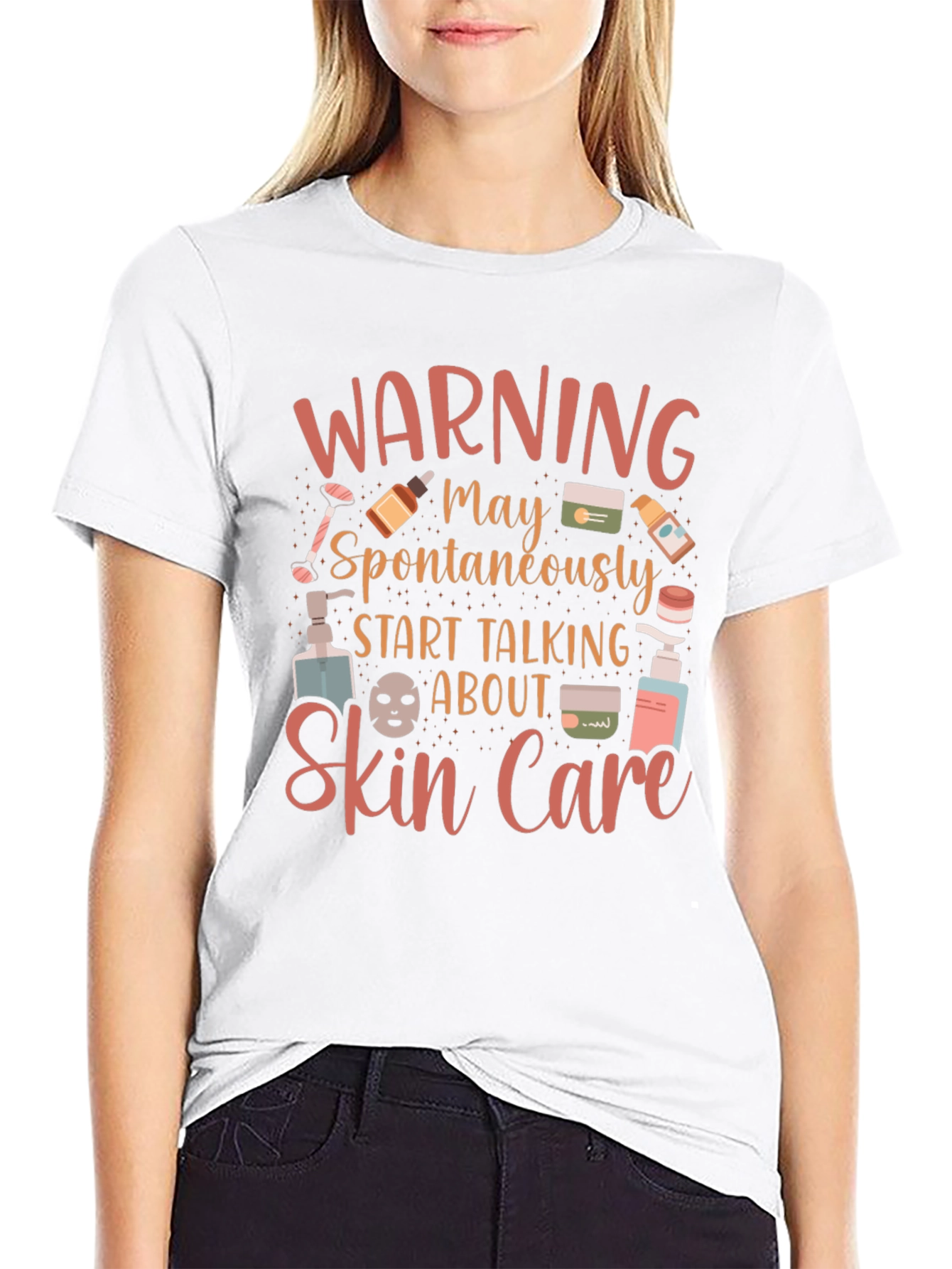 Black Warning Skin Care T-Shirt view 9