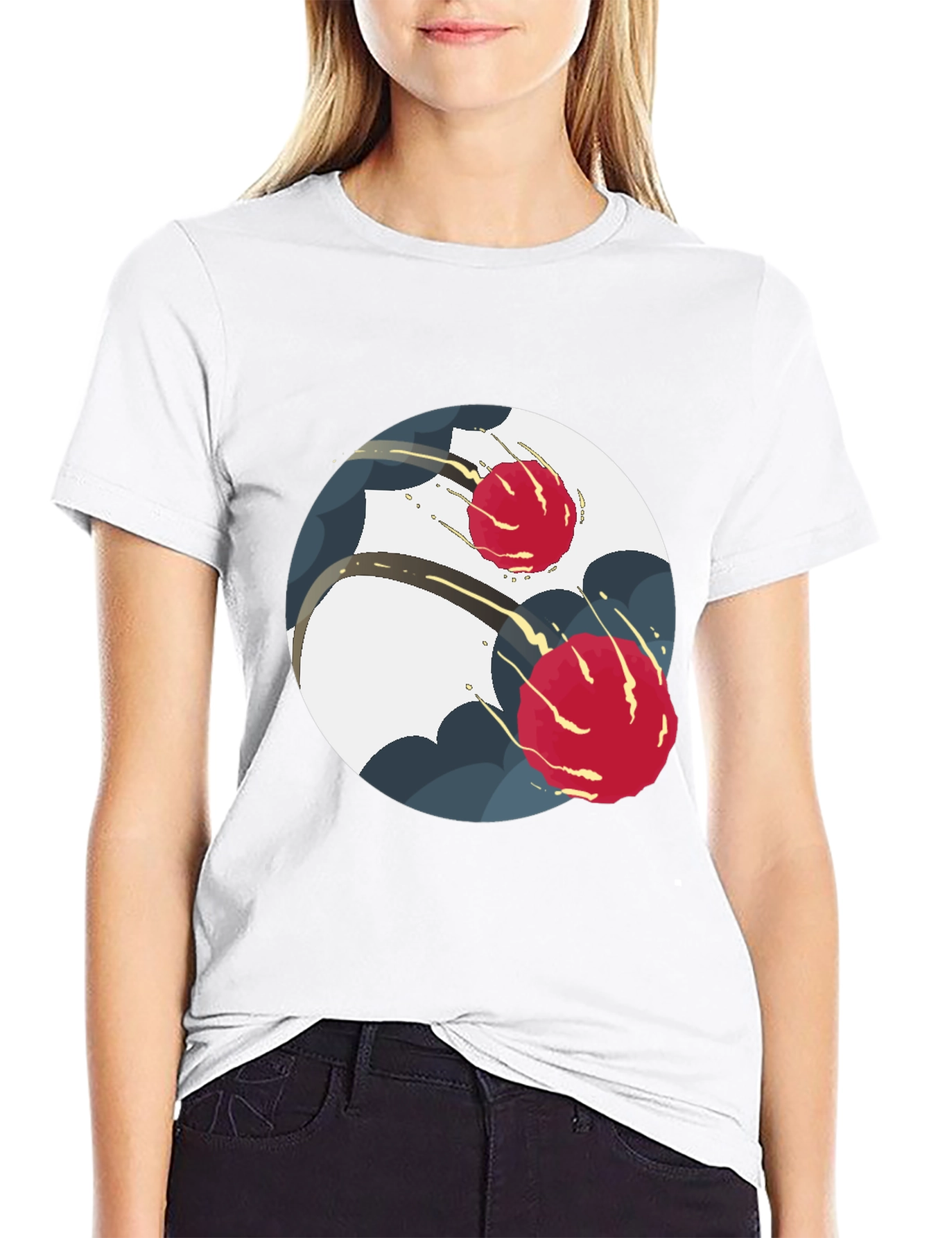 Black Modern Yin Yang Graphic Tee - Black view 9