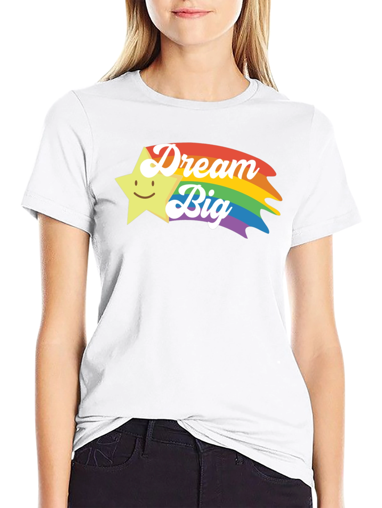 Black Dream Big Rainbow Star Graphic T-Shirt view 9