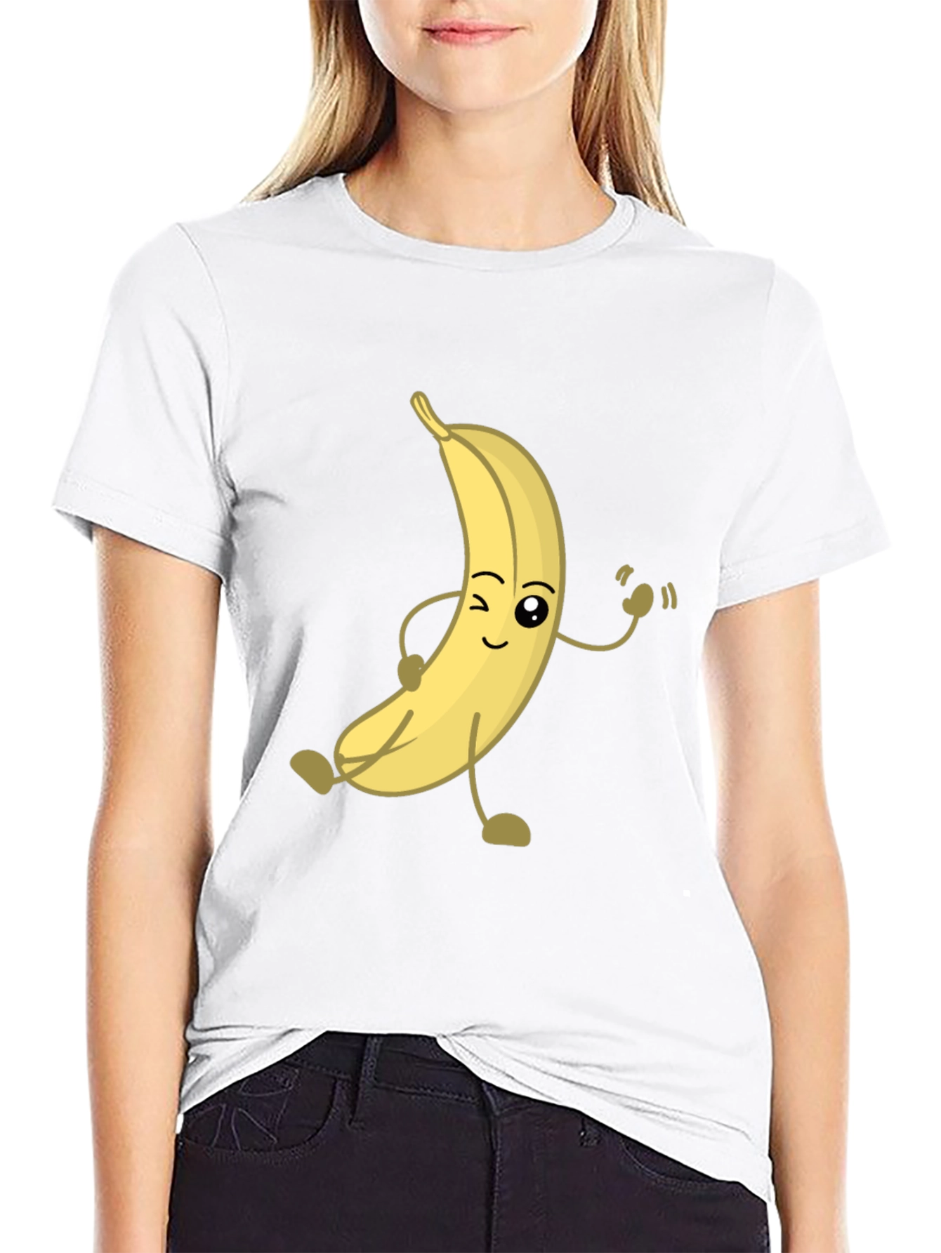 Black Funny Banana Cartoon Graphic T-Shirt view 9