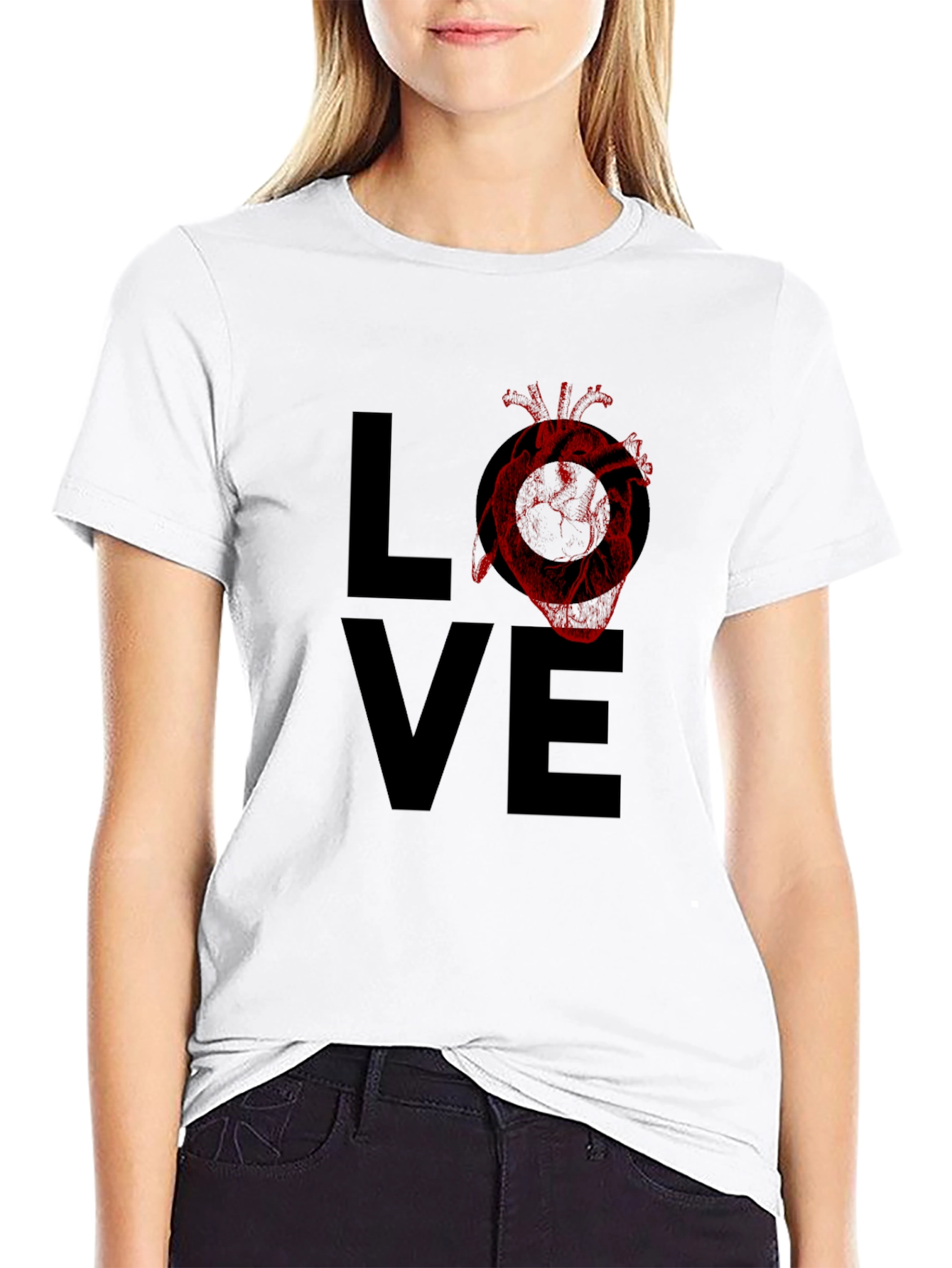 Black Love Heart Graphic Tee - Black view 9