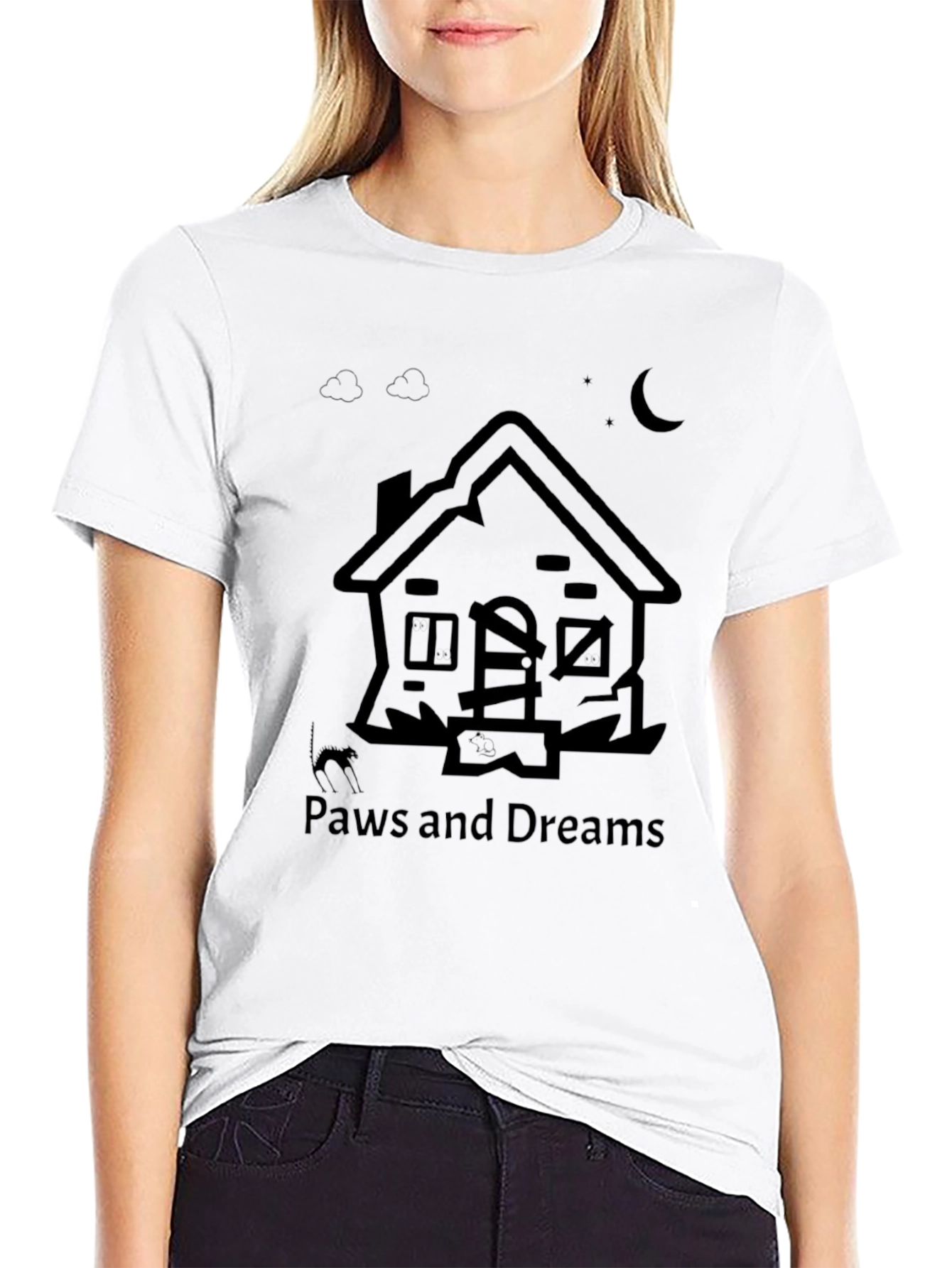 Black Paws and Dreams Black Graphic Tee view 9