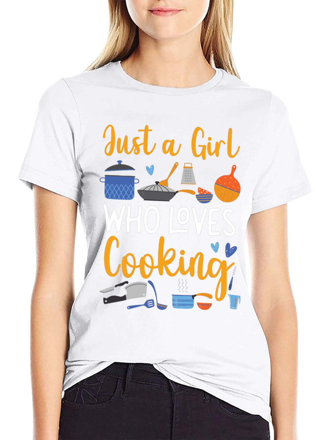 Black Just a Girl Who Loves Cooking T-Shirt view 9