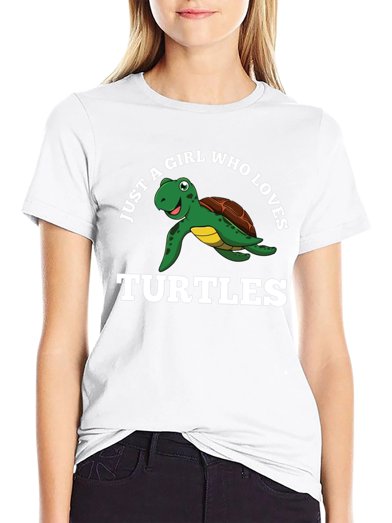 Black Just A Girl Who Loves Turtles Black T-Shirt view 9