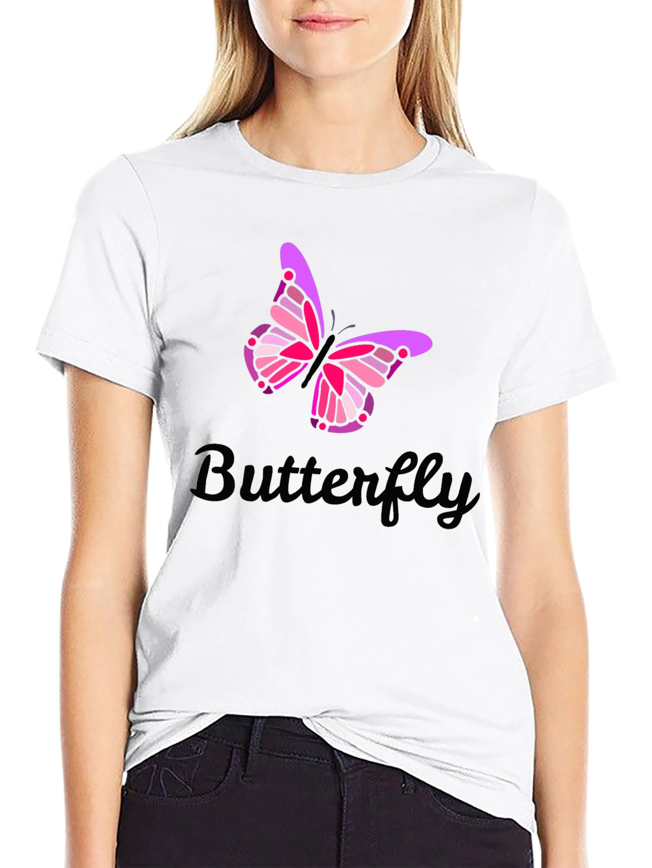Black Butterfly Graphic Print Men's Black T-Shirt view 9