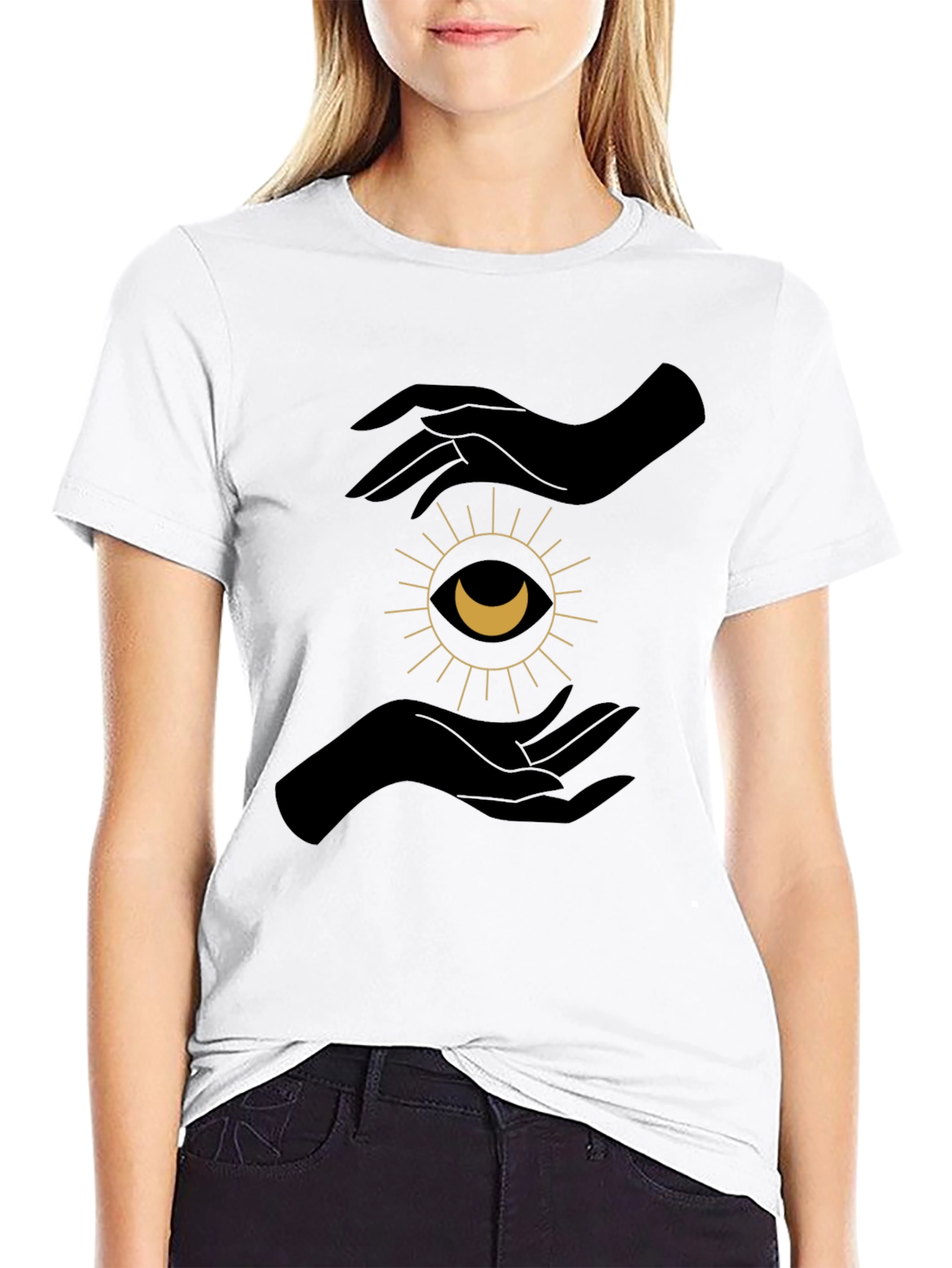 Black Mystic Hands Graphic Tee - Stylish Unisex T-Shirt view 9
