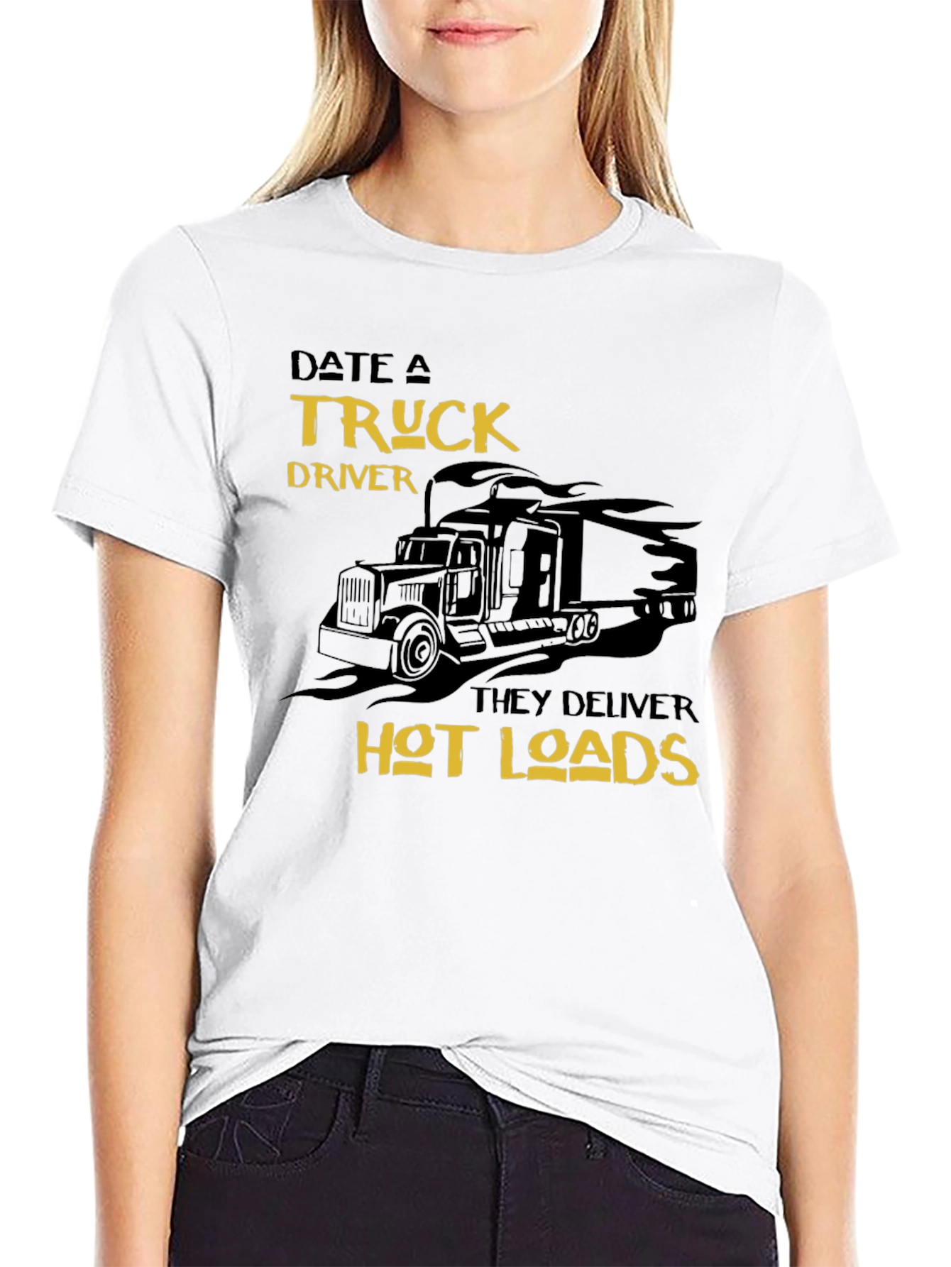 Black Date a Truck Driver Funny Graphic T-Shirt view 9