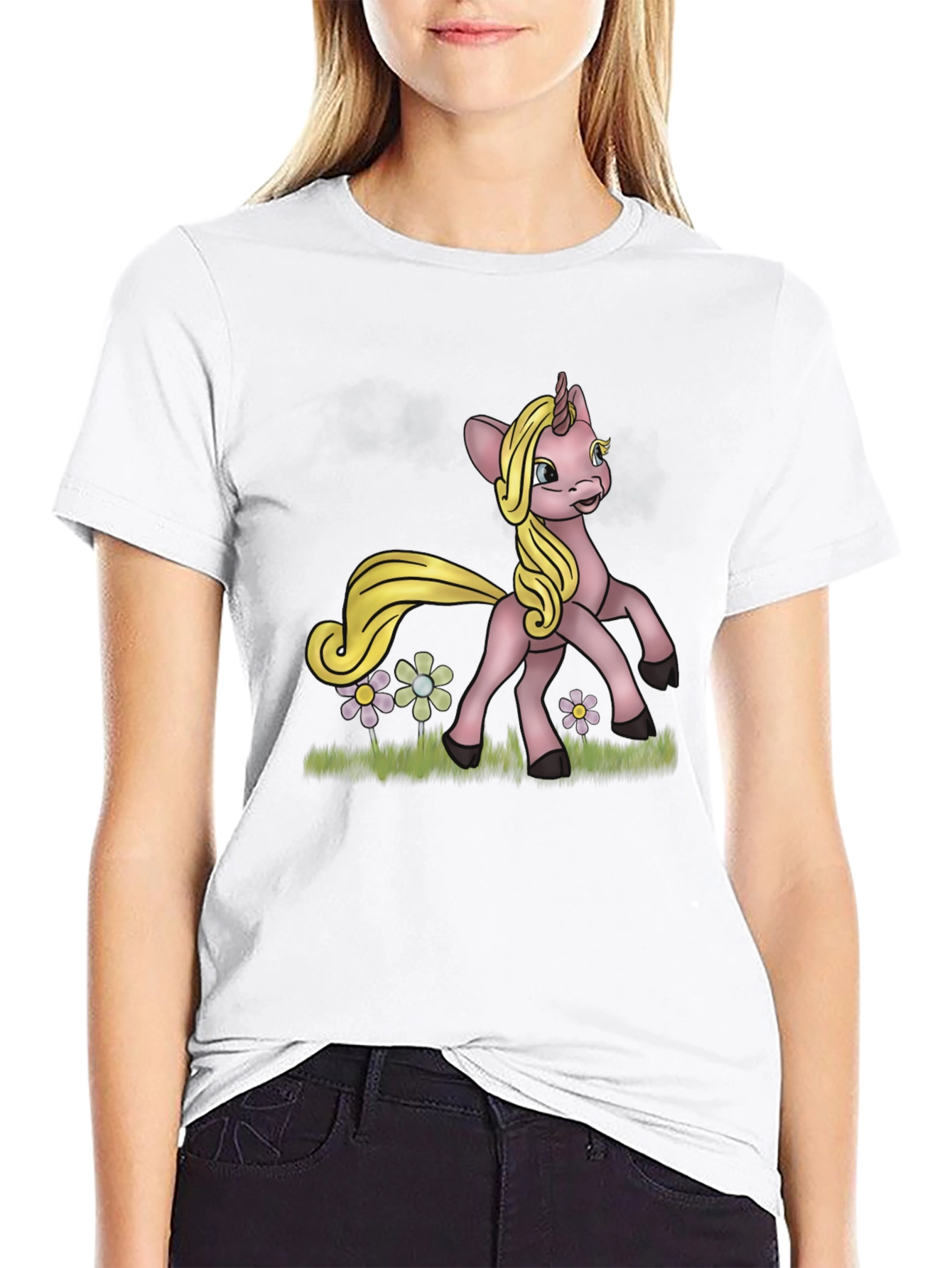 Black Unicorn Graphic T-Shirt - Whimsical Cartoon Design view 9