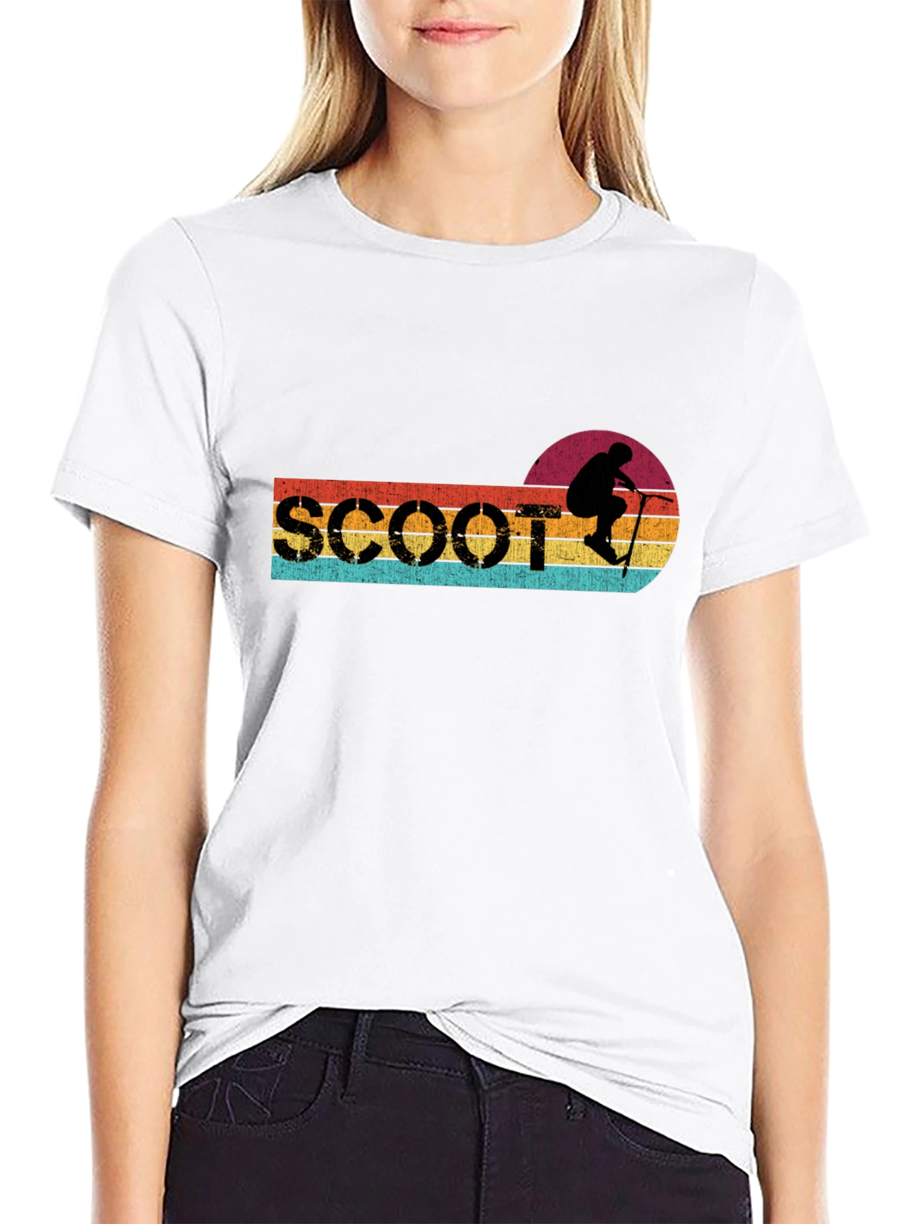 Black Retro Scoot T-Shirt - Vintage Scooter Rider Graphic Tee view 9