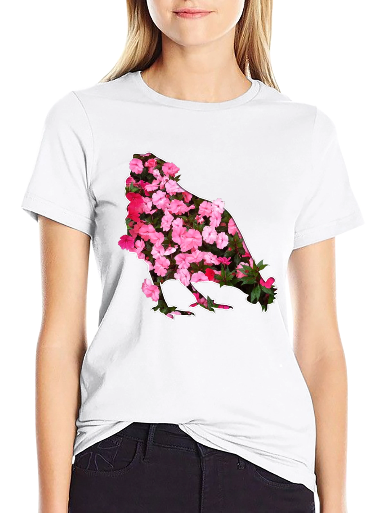 Black Floral Chicken Graphic Tee - Black view 9