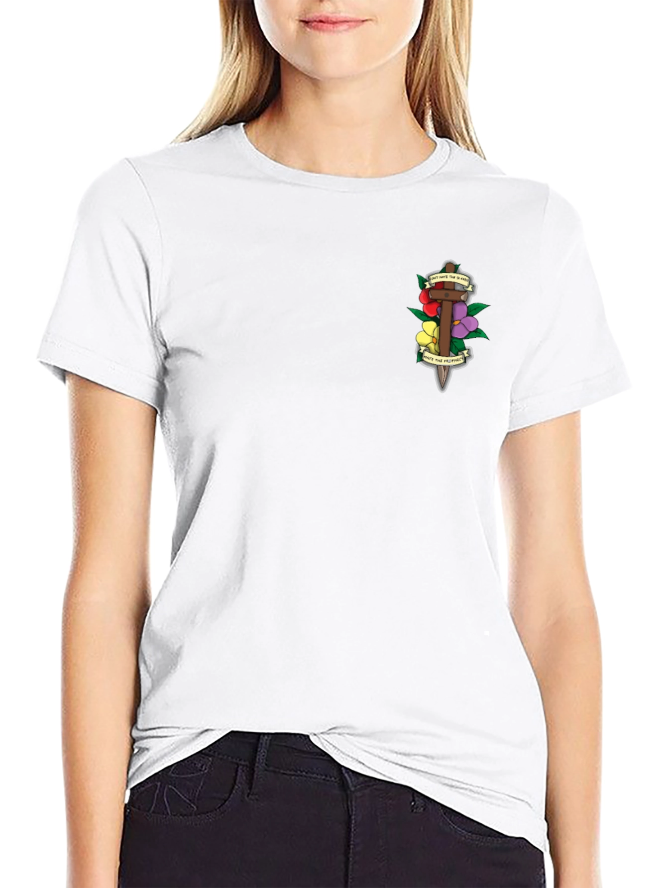 Black Floral Dagger Graphic Tee - Classic Black Shirt view 9