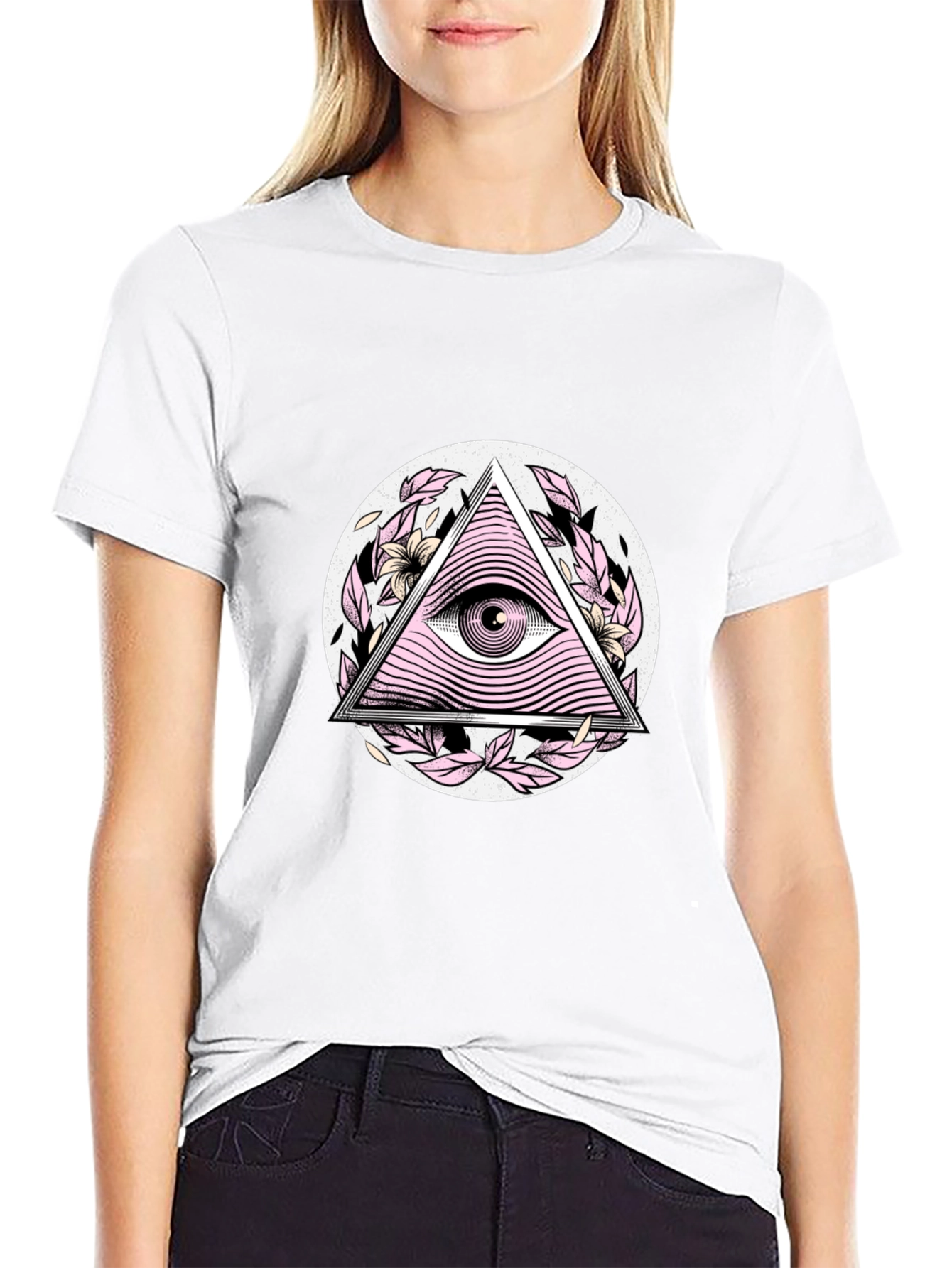 Black All Seeing Eye Graphic Black T-Shirt view 9