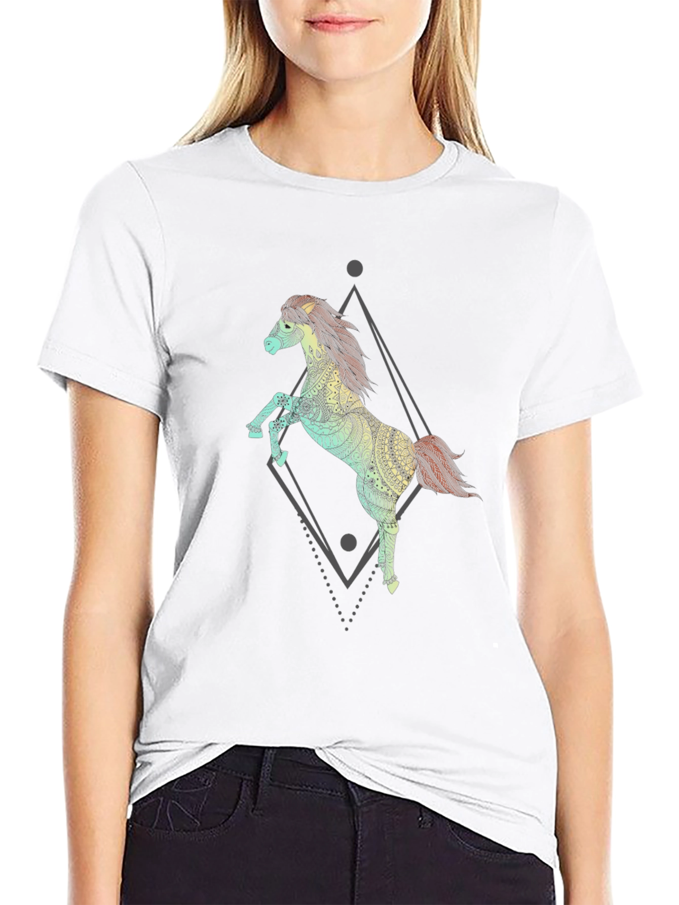 Black Equine Art Tee - Men's Black Graphic T-Shirt view 9