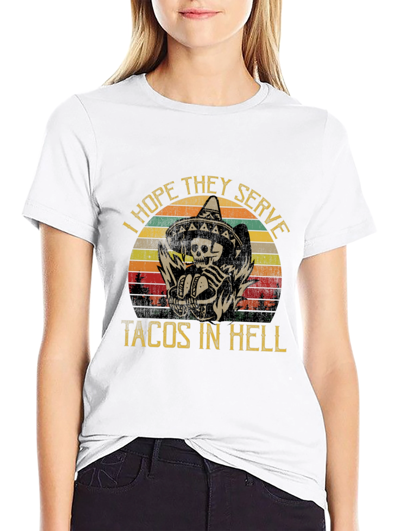 Black I Hope They Serve Tacos in Hell Graphic Tee view 9