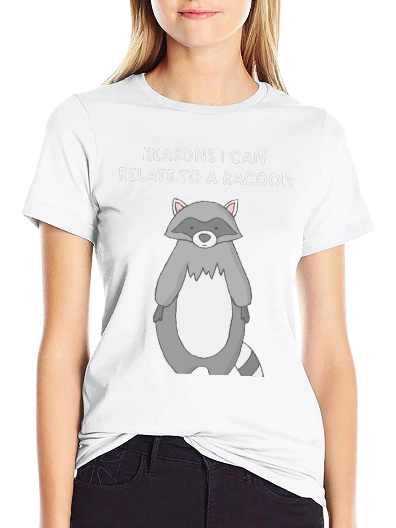 Black Relate to a Racoon Black T-Shirt view 9