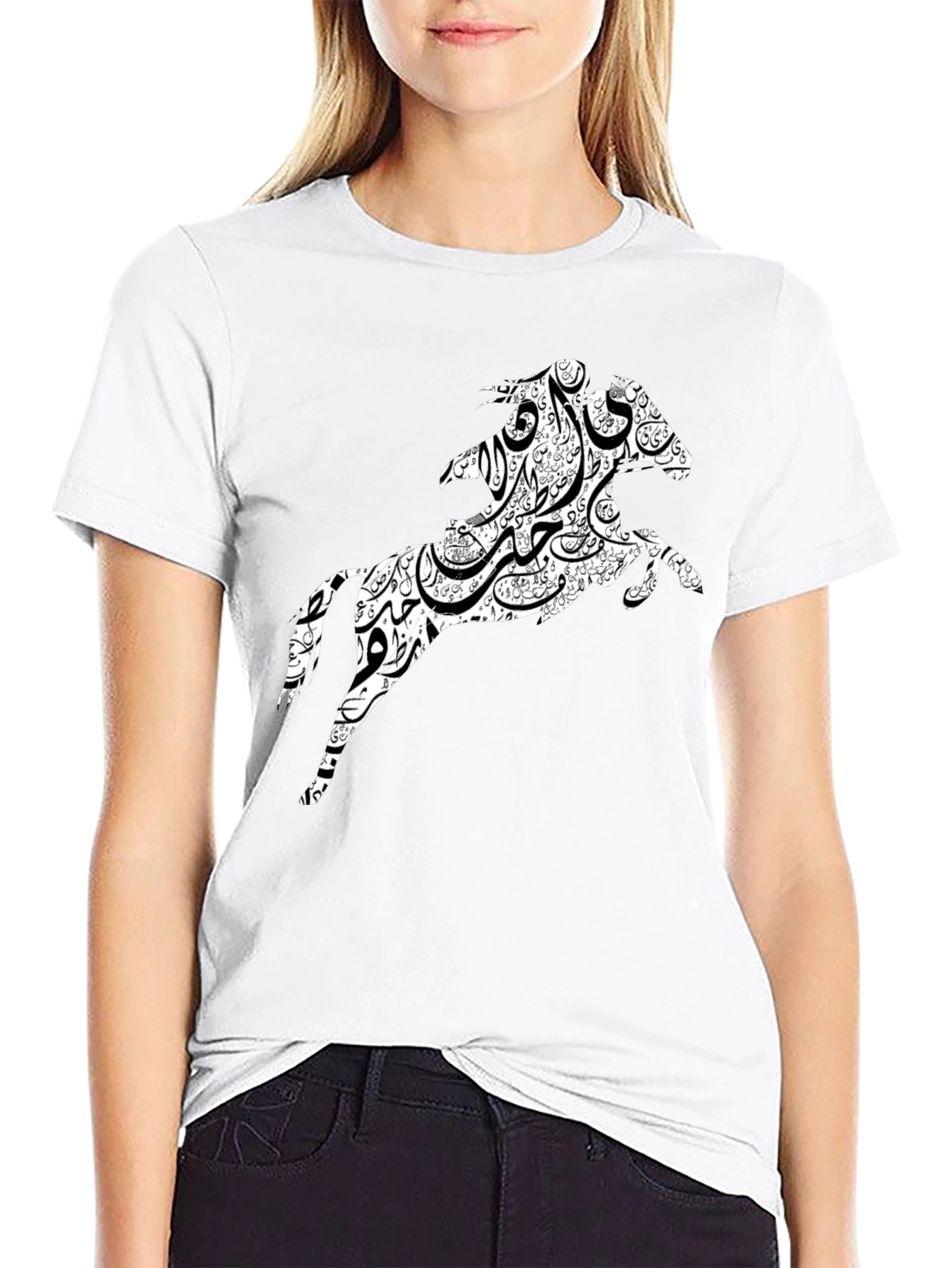 Black Black Tee with Horse Graphic view 9