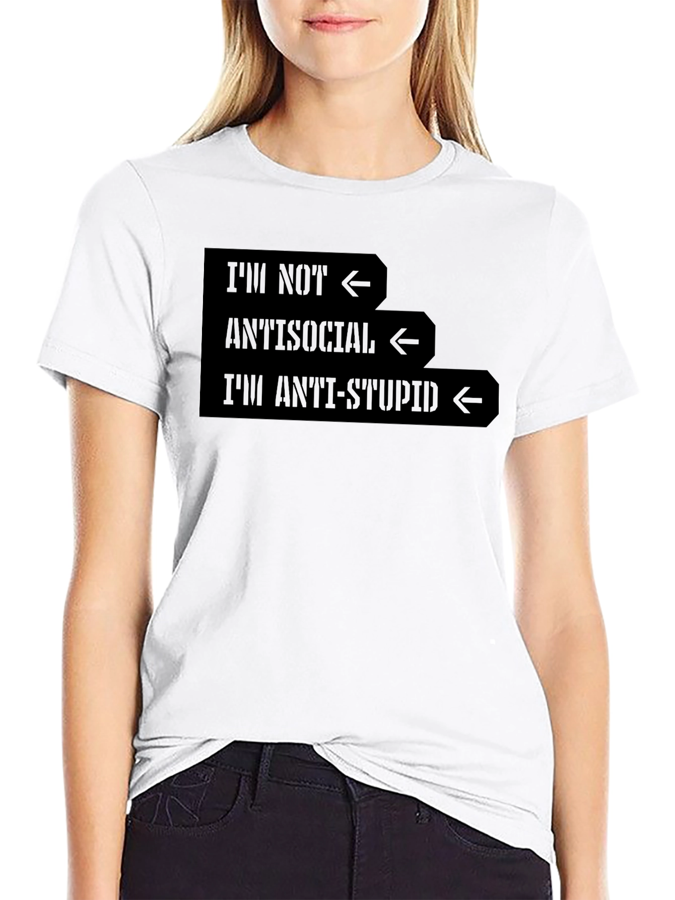 Black Anti-Stupid Graphic Tee - Sarcastic Humor T-Shirt view 9