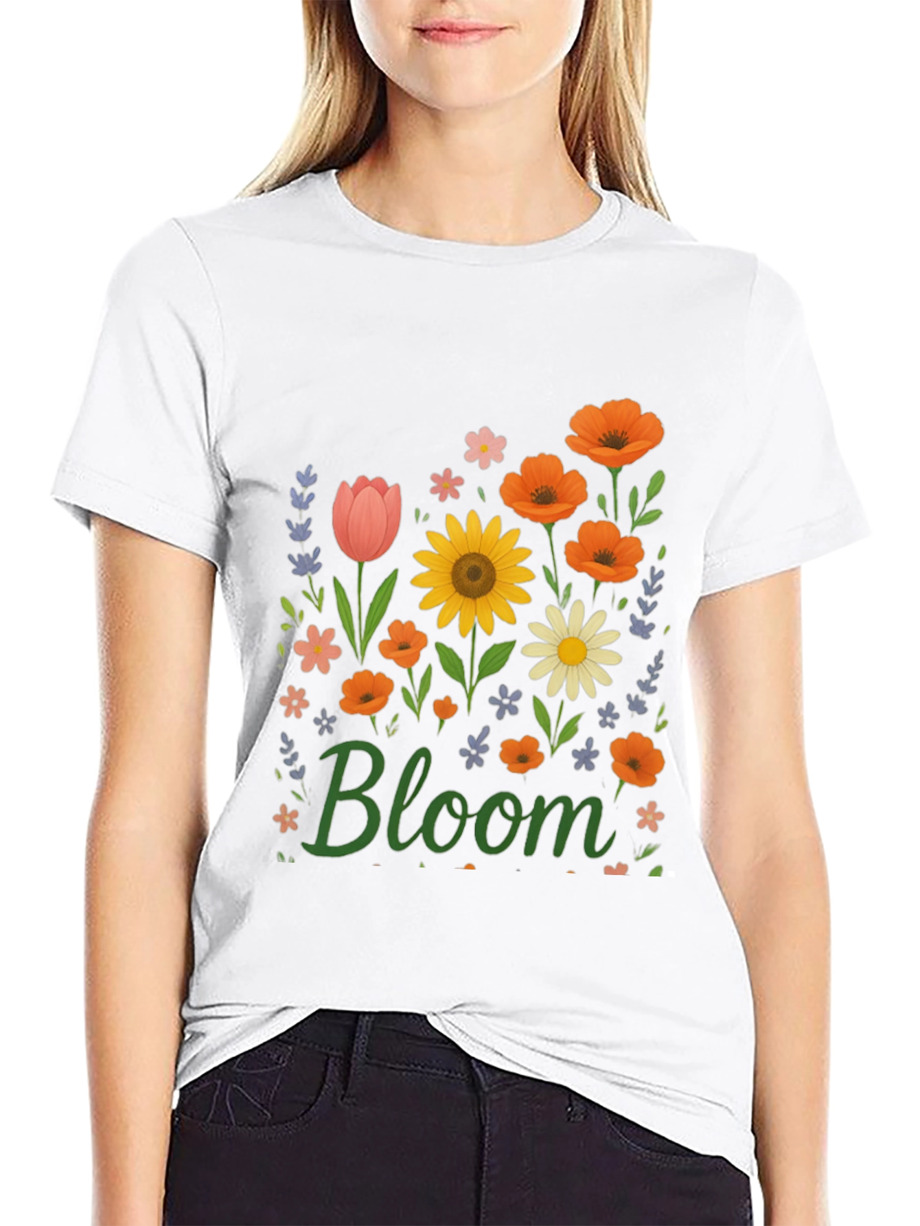 Black Bloom Floral Graphic T-Shirt - Black view 9
