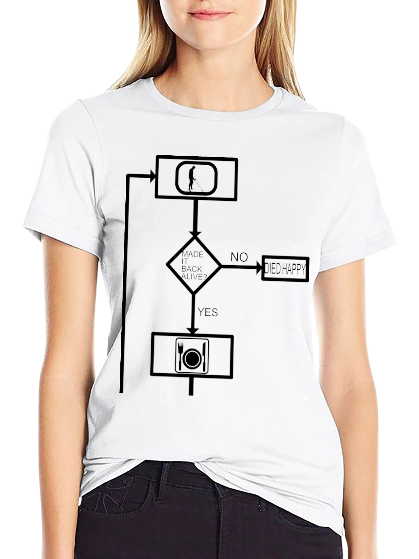 Black Funny Hiking Flowchart T-Shirt - Live Happy! view 9