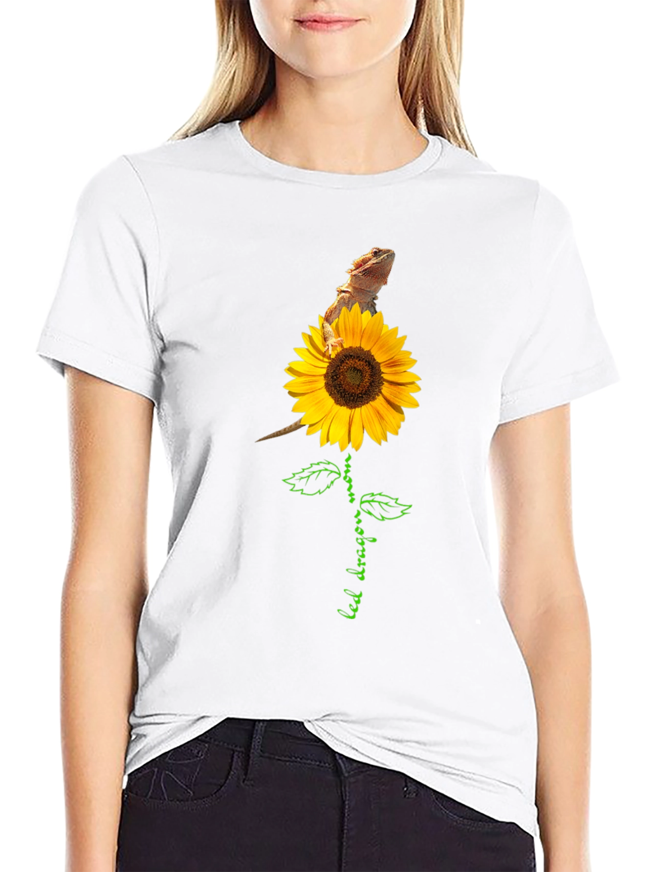 Black Bearded Dragon Sunflower Graphic Tee view 9