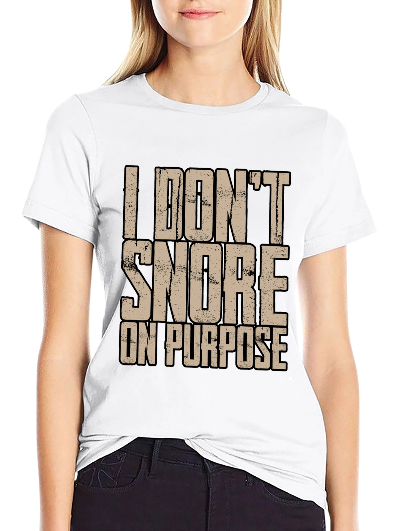 Black I Don't Snore On Purpose Graphic T-Shirt view 9