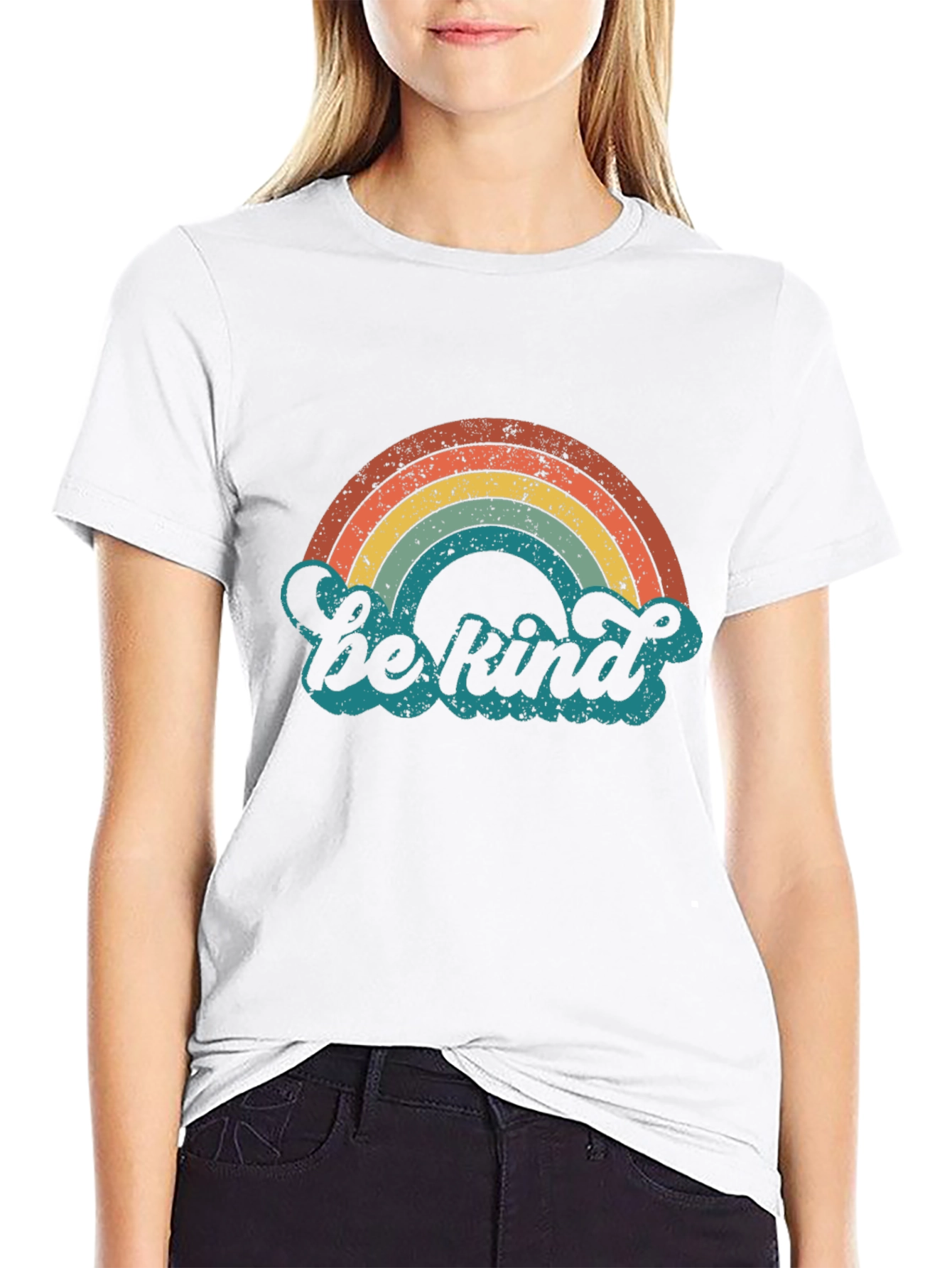 Black Retro Rainbow 'Be Kind' Graphic Tee view 9