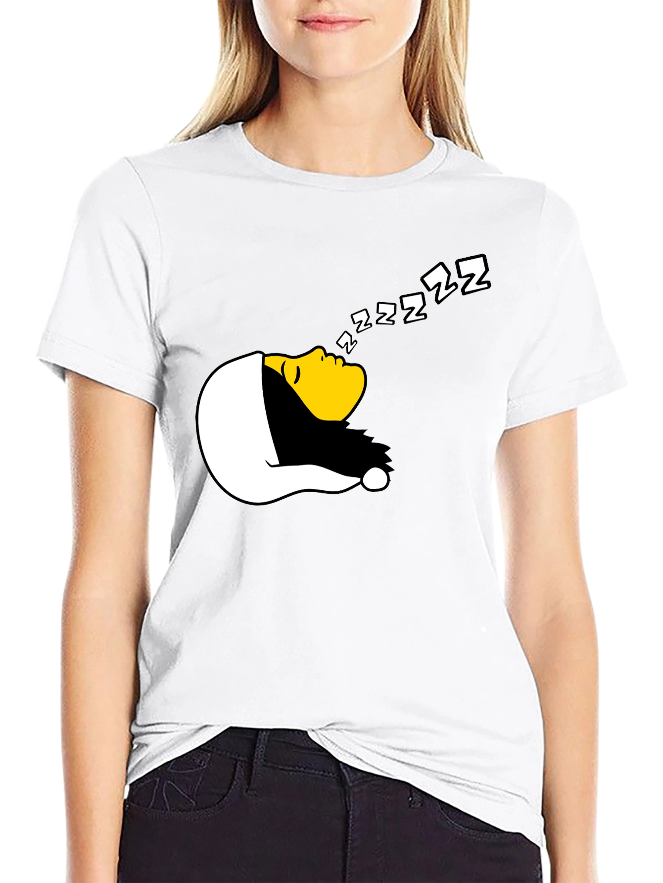 Black Funny Sleeping Graphic T-Shirt - Black view 9